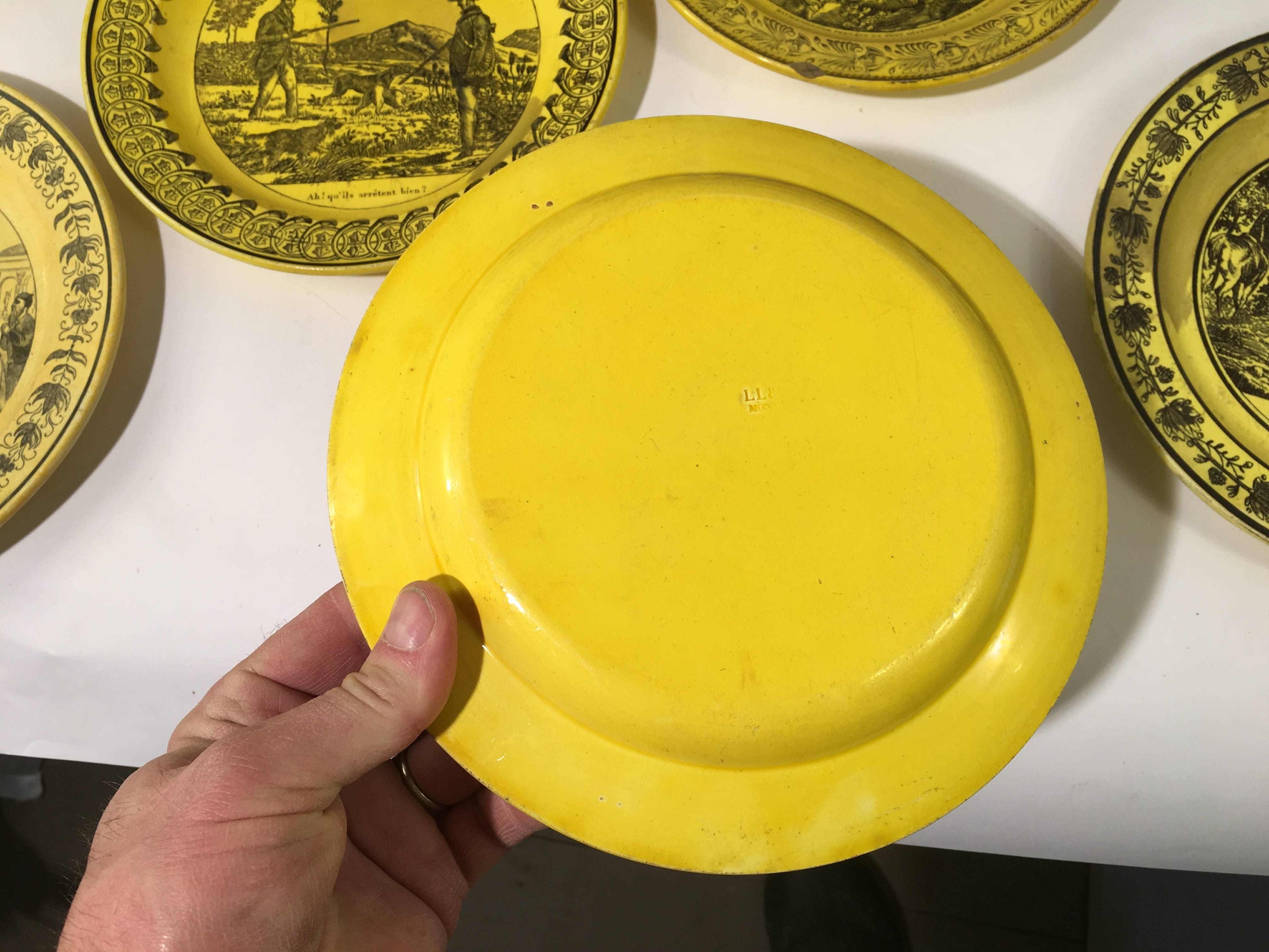 Group of Eight Yellow Creil et Montereau Plates, French Empire 1