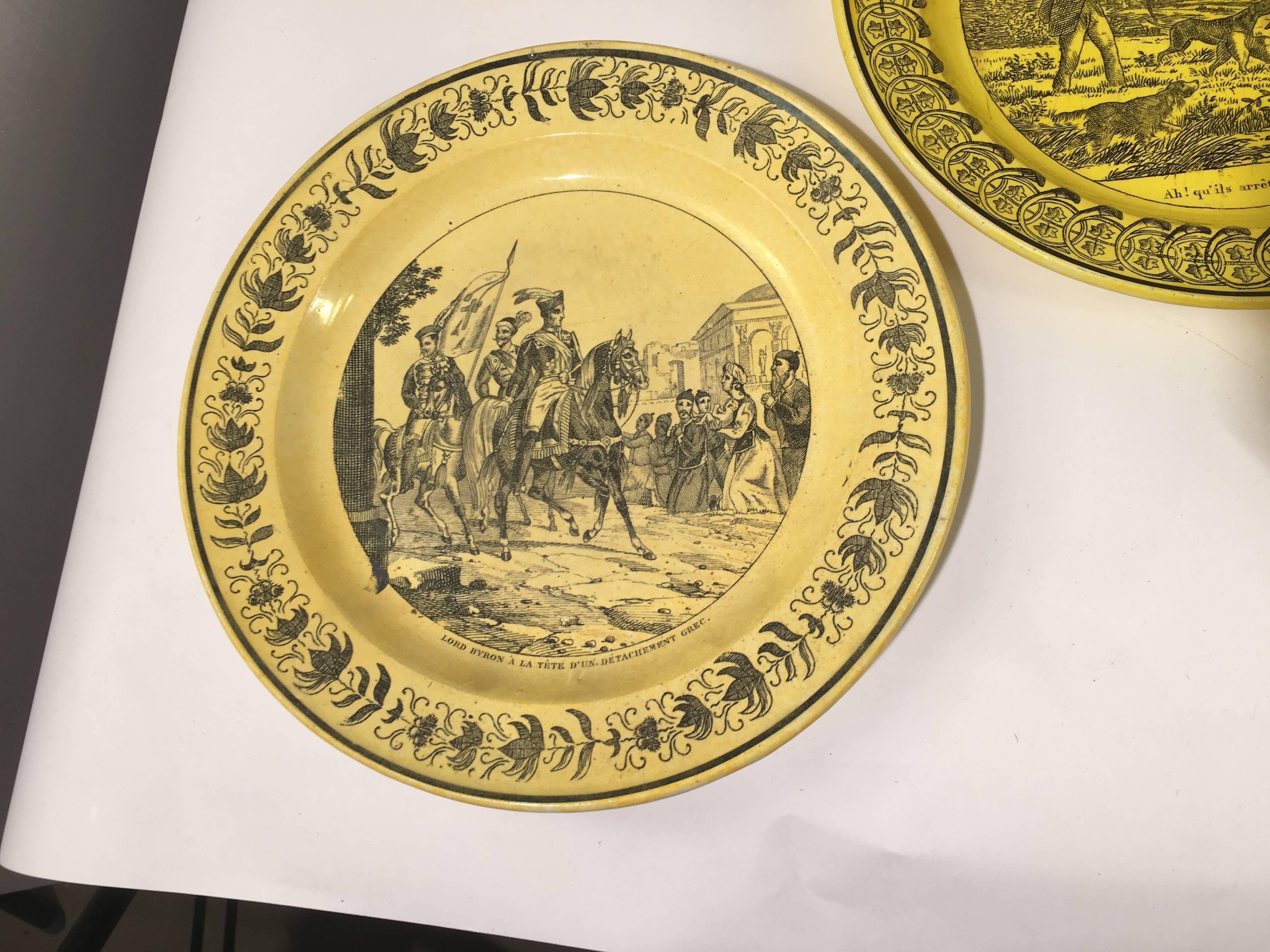 Group of Eight Yellow Creil et Montereau Plates, French Empire 5