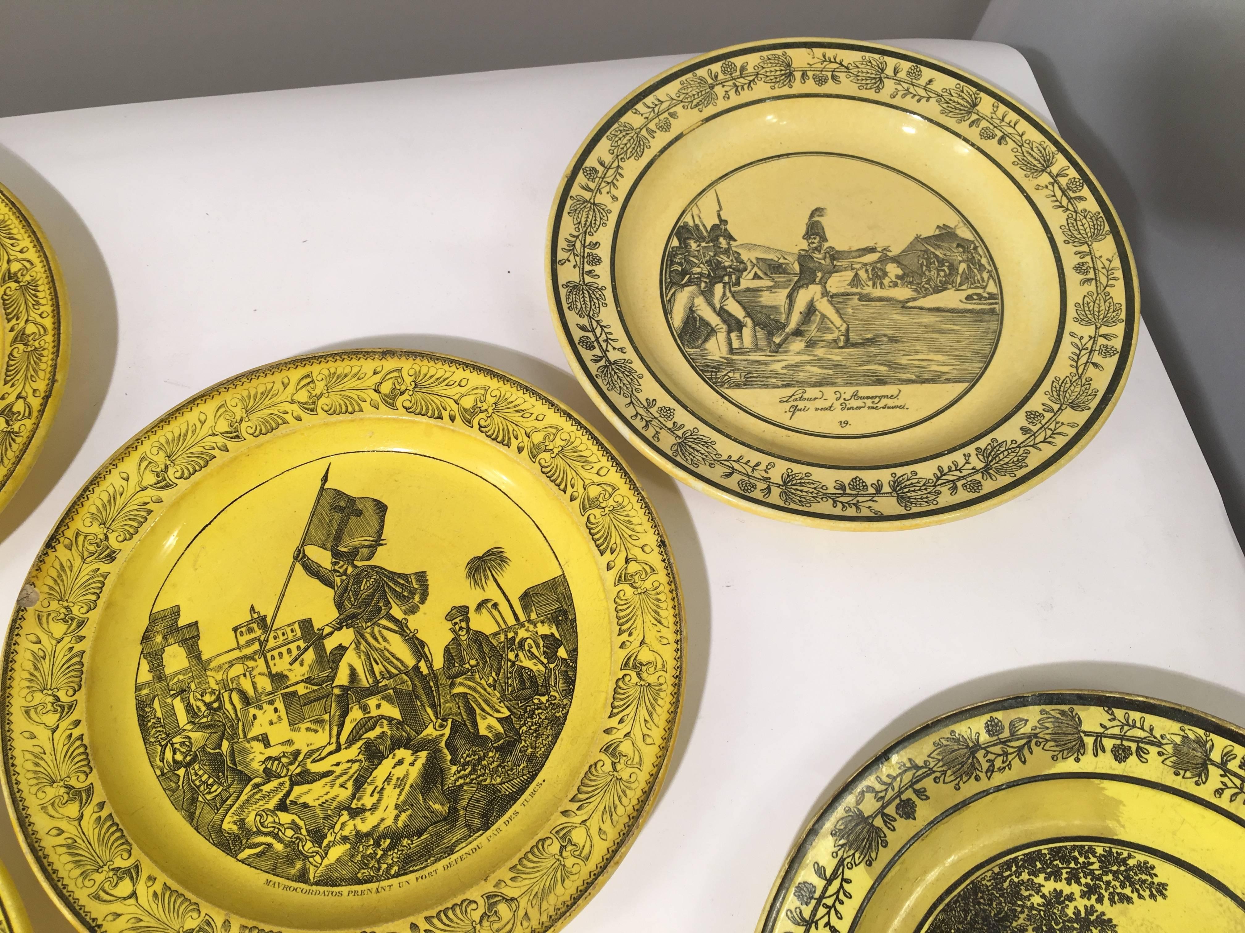 Group of Eight Yellow Creil et Montereau Plates, French Empire 3
