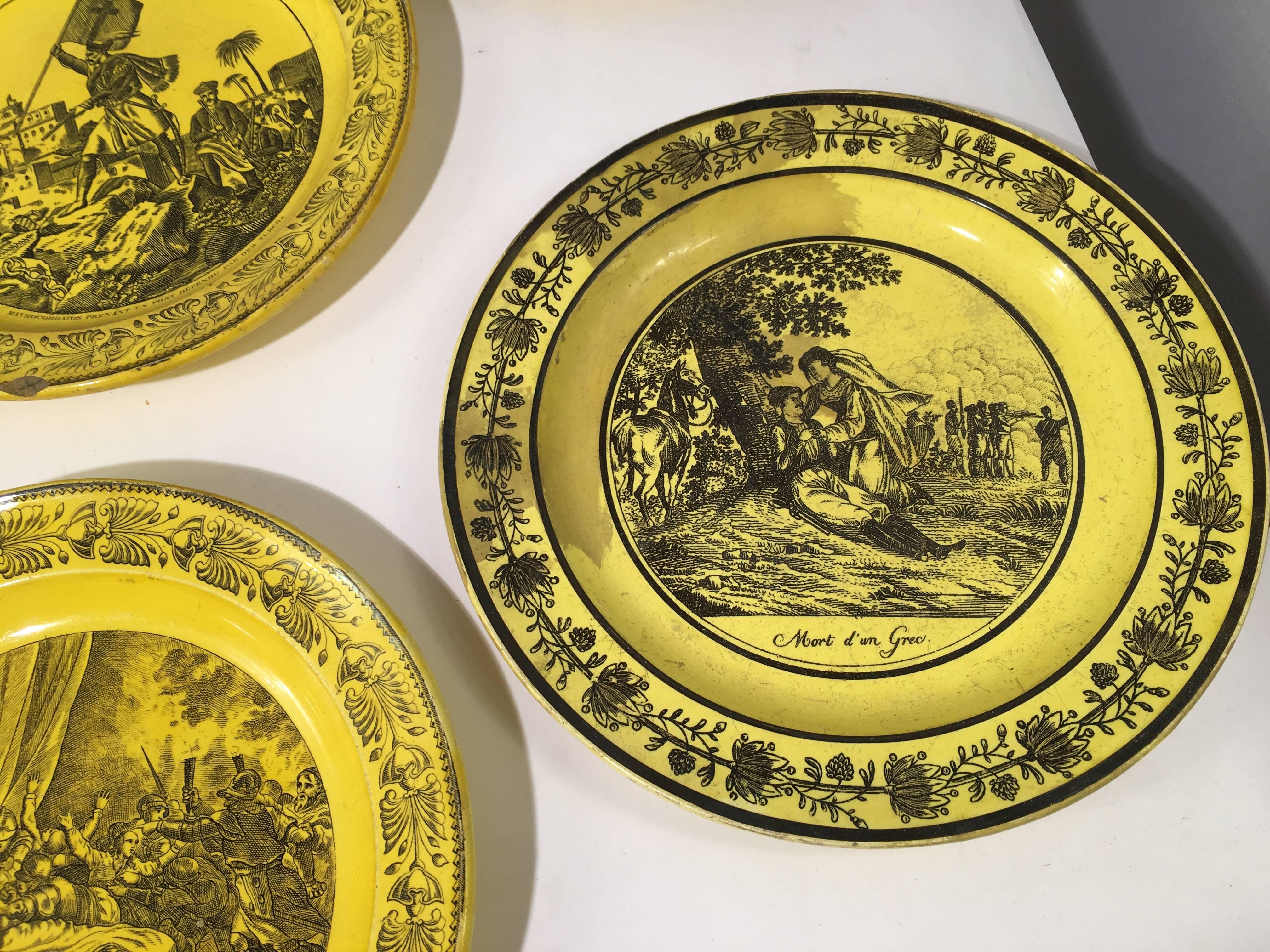 Group of Eight Yellow Creil et Montereau Plates, French Empire 2