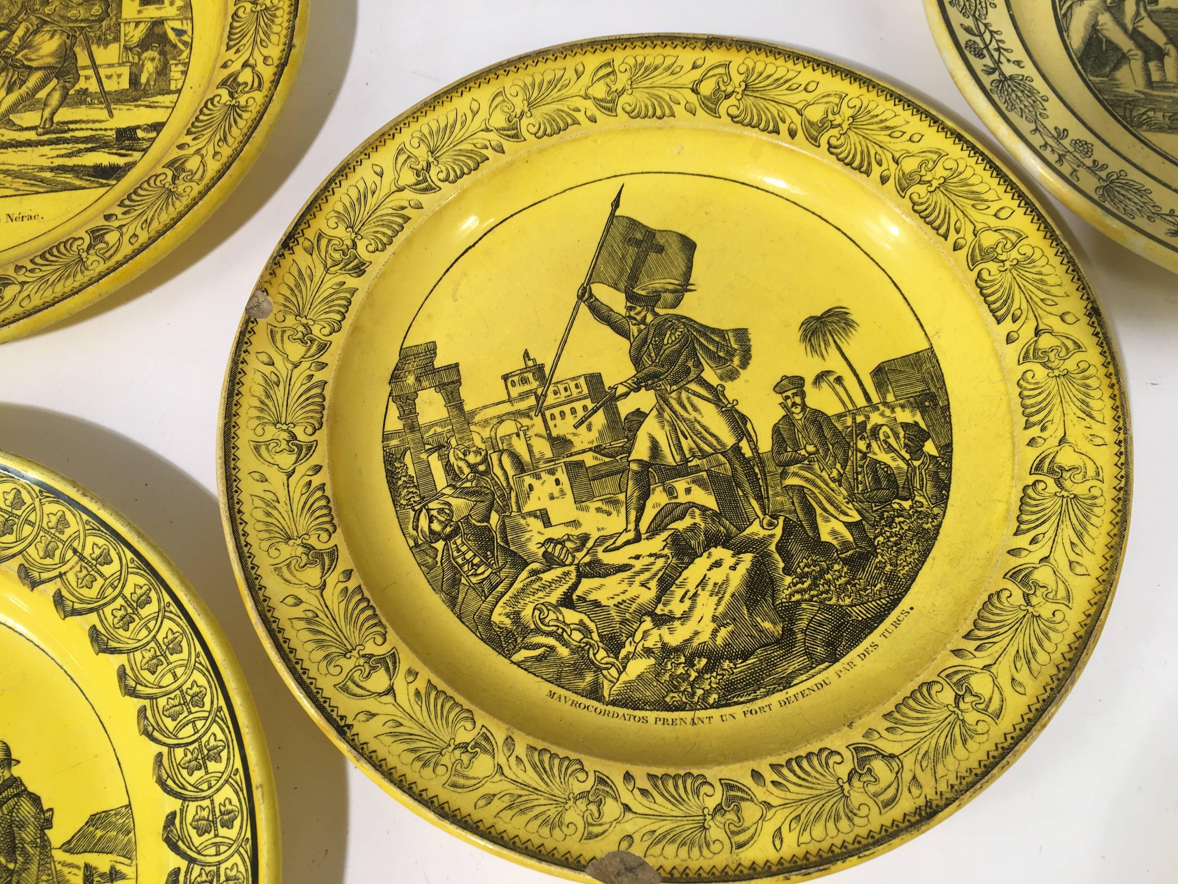 19th Century Group of Eight Yellow Creil et Montereau Plates, French Empire