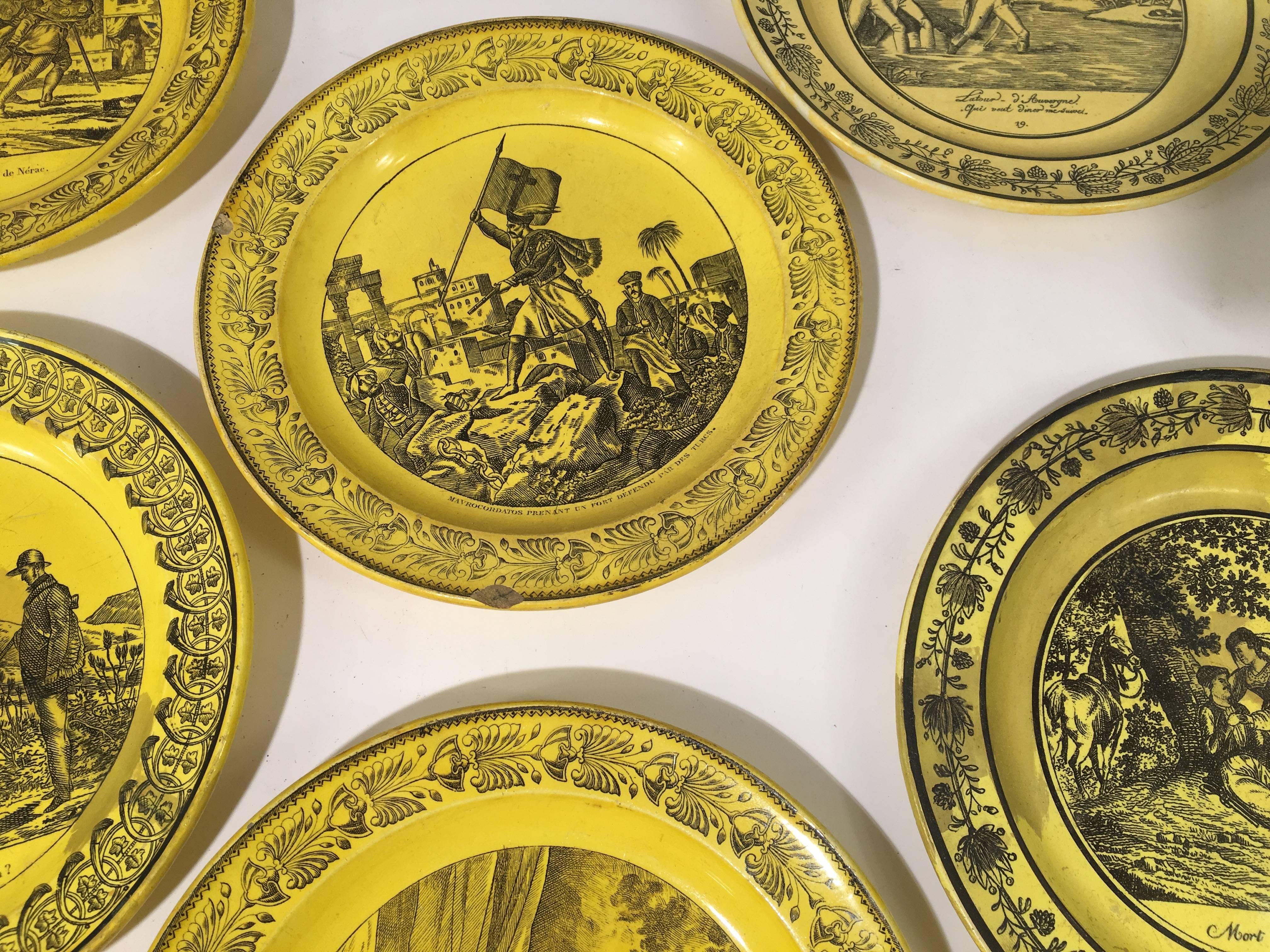 Group of Eight Yellow Creil et Montereau Plates, French Empire 4