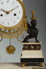 Louis XVI Marble, Ormolu and Patinated Bronze Mantel Clock