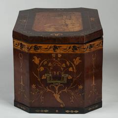 Große Aufbewahrungsbox aus Messing und Obstholz mit Intarsien aus Mahagoni, George III.