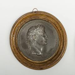 Pair of Directoire Silvered Bronze Portrait Medallions of Roman Emperors