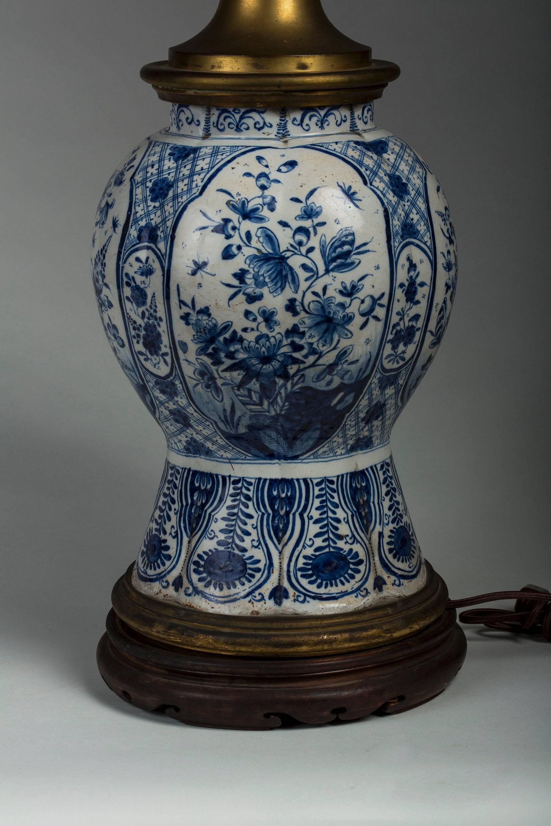 Dutch Delft Vase Mounted as a Lamp