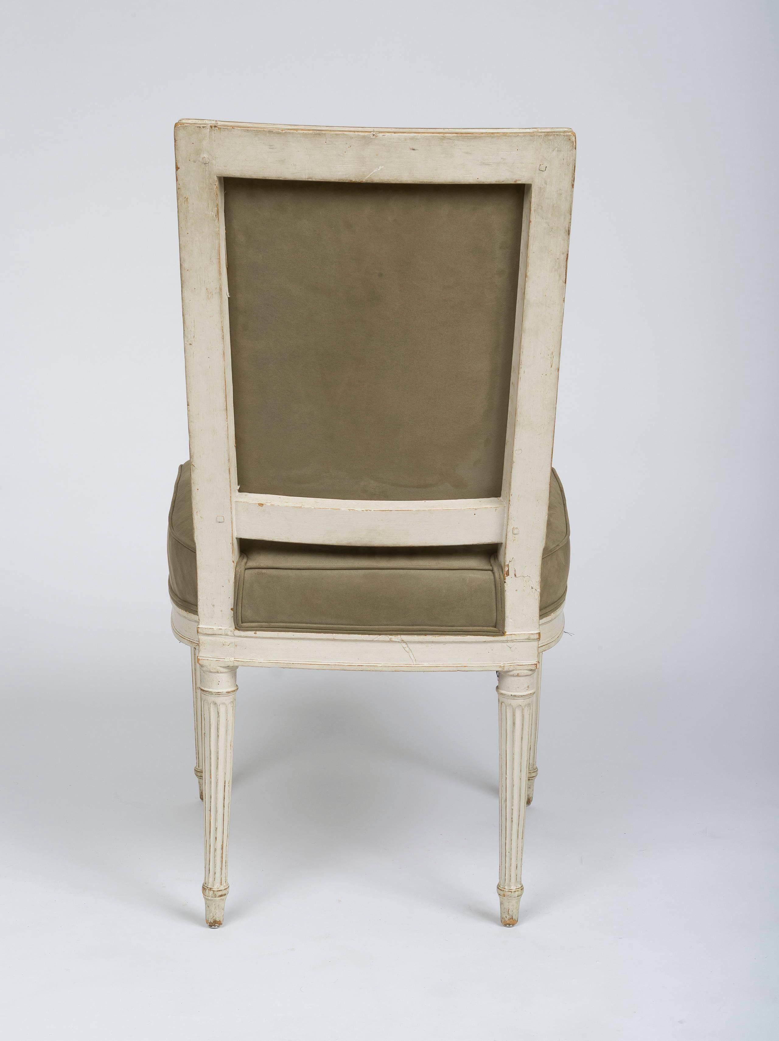 Set of Six Painted Louis XVI Dining Chairs Stamped A. Gailliard 2