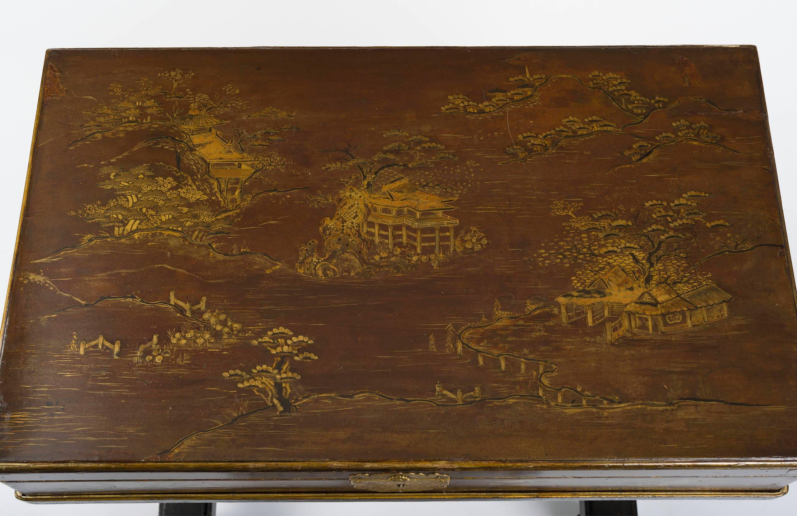 English Rare Regency Lacquered Writing Table For Sale