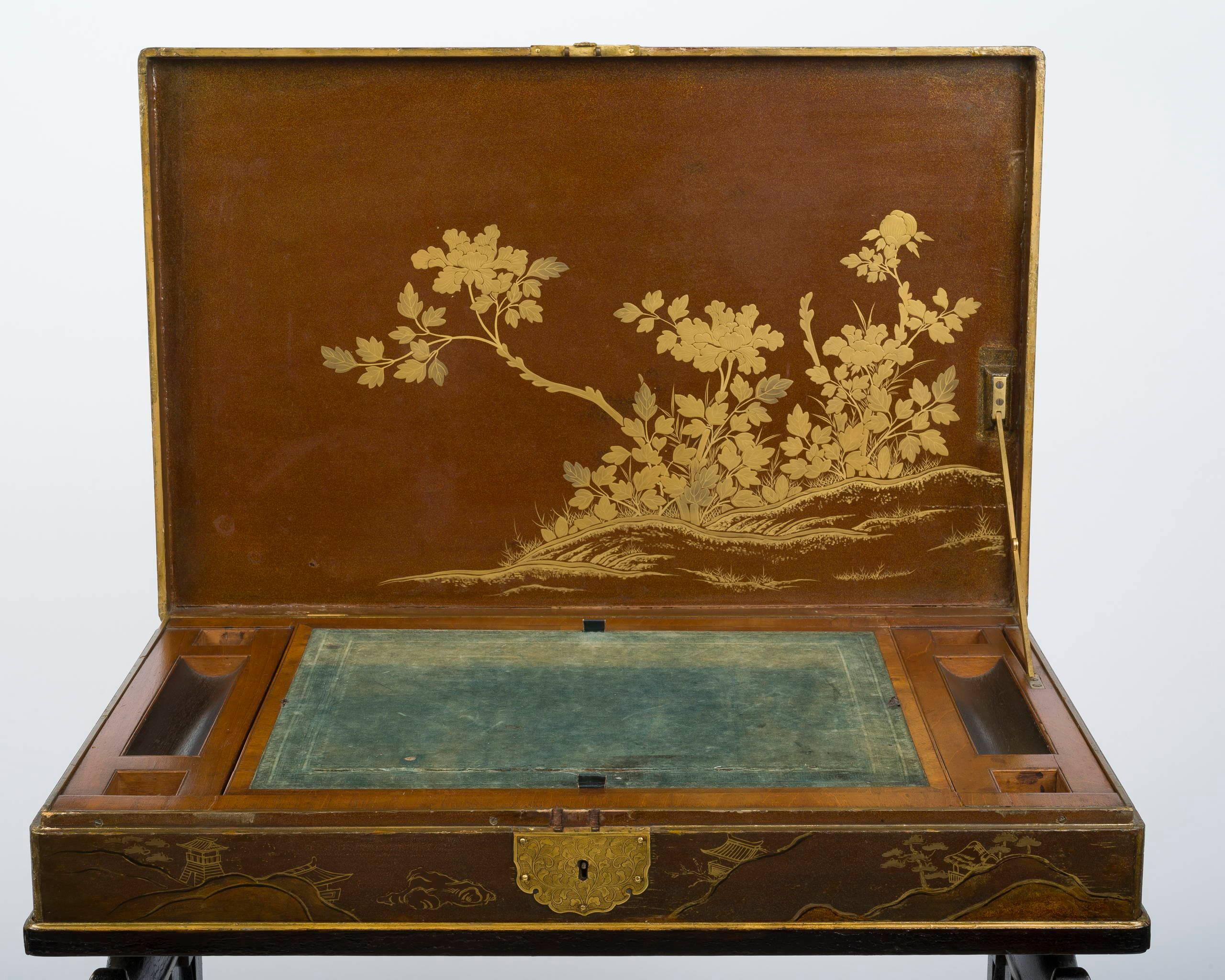 Rare Regency Lacquered Writing Table In Good Condition For Sale In Kittery Point, ME