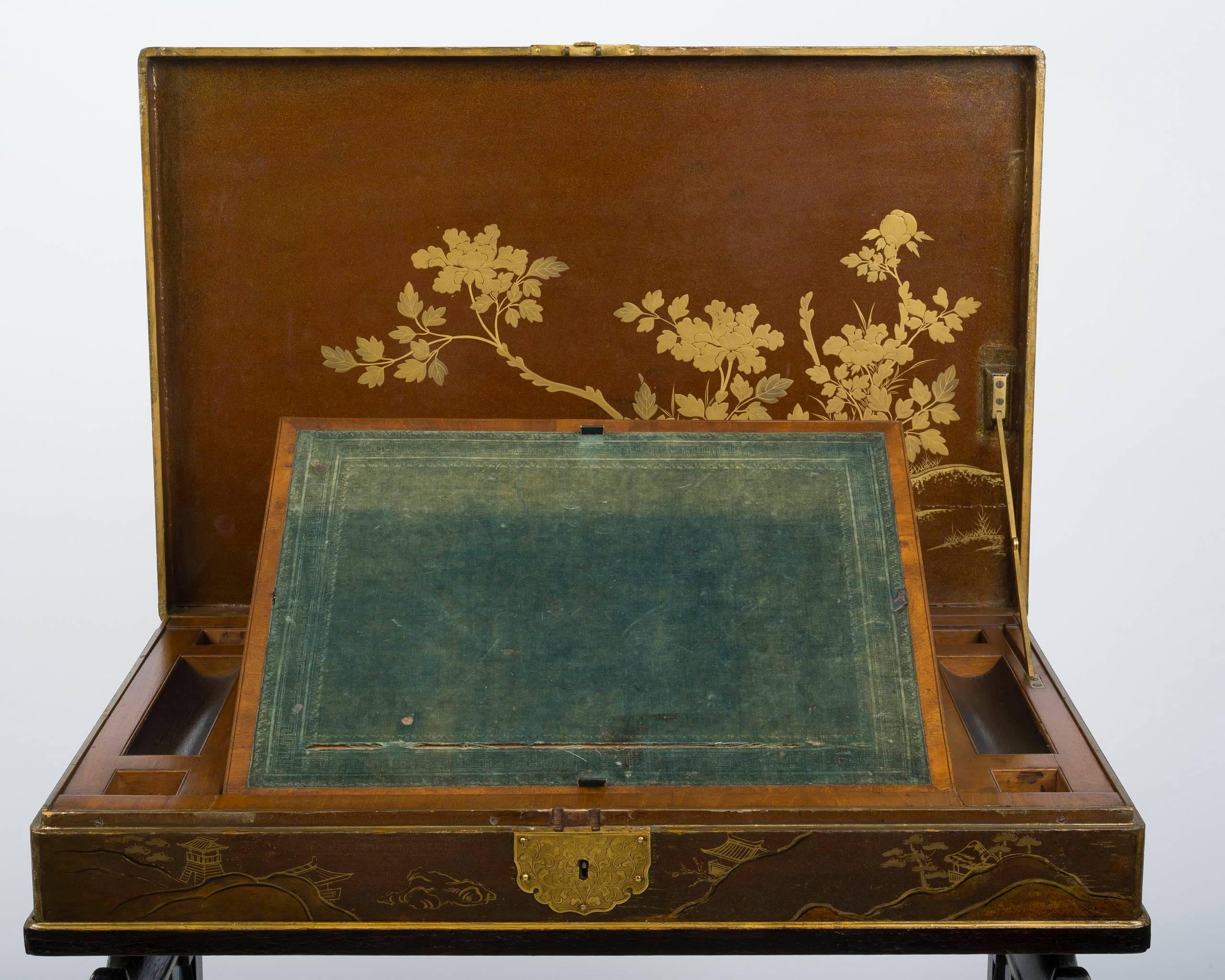 19th Century Rare Regency Lacquered Writing Table For Sale