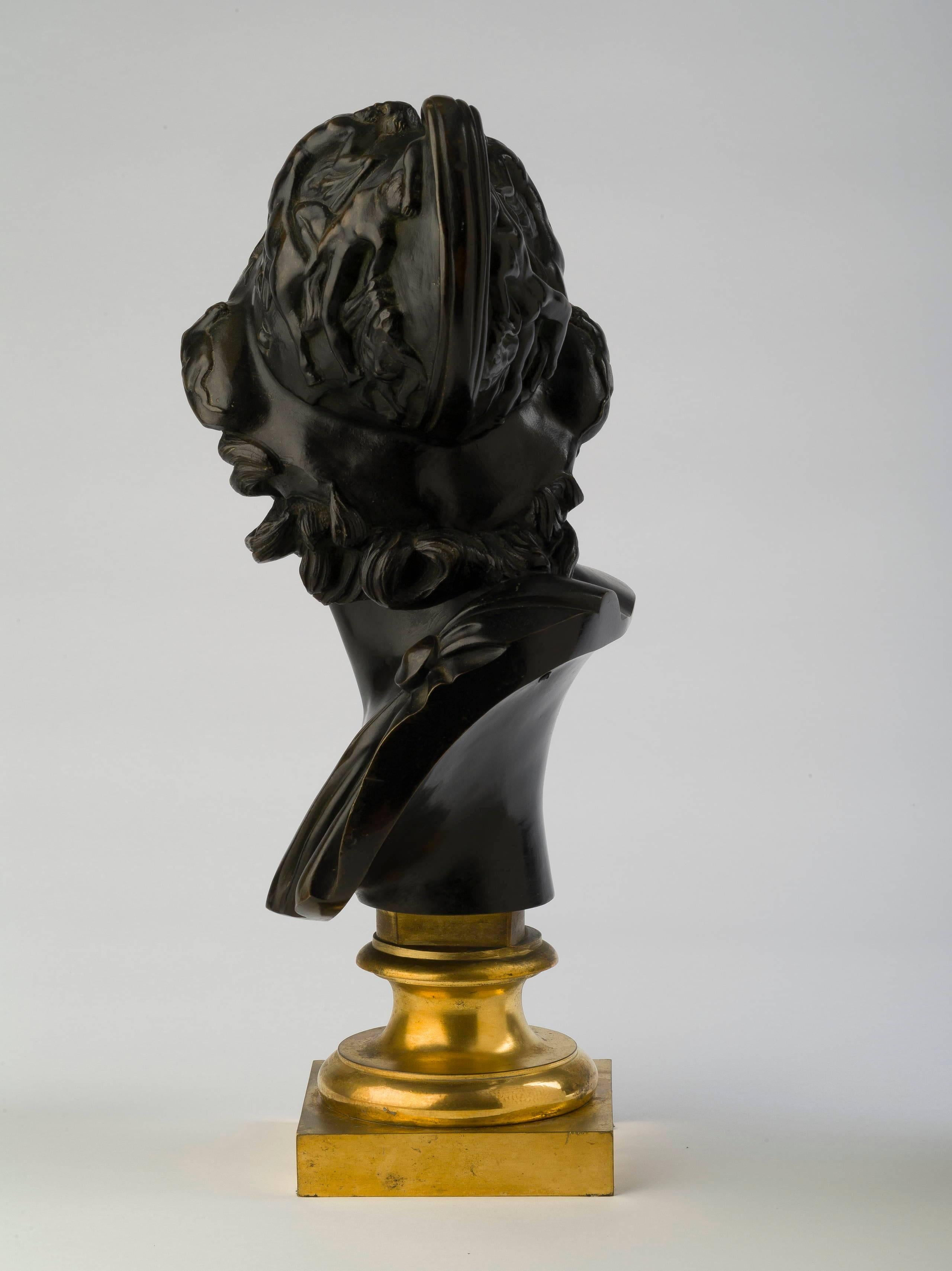 Louis XVI Vergoldete und patinierte Bronzebüste von Ajax (Französisch) im Angebot