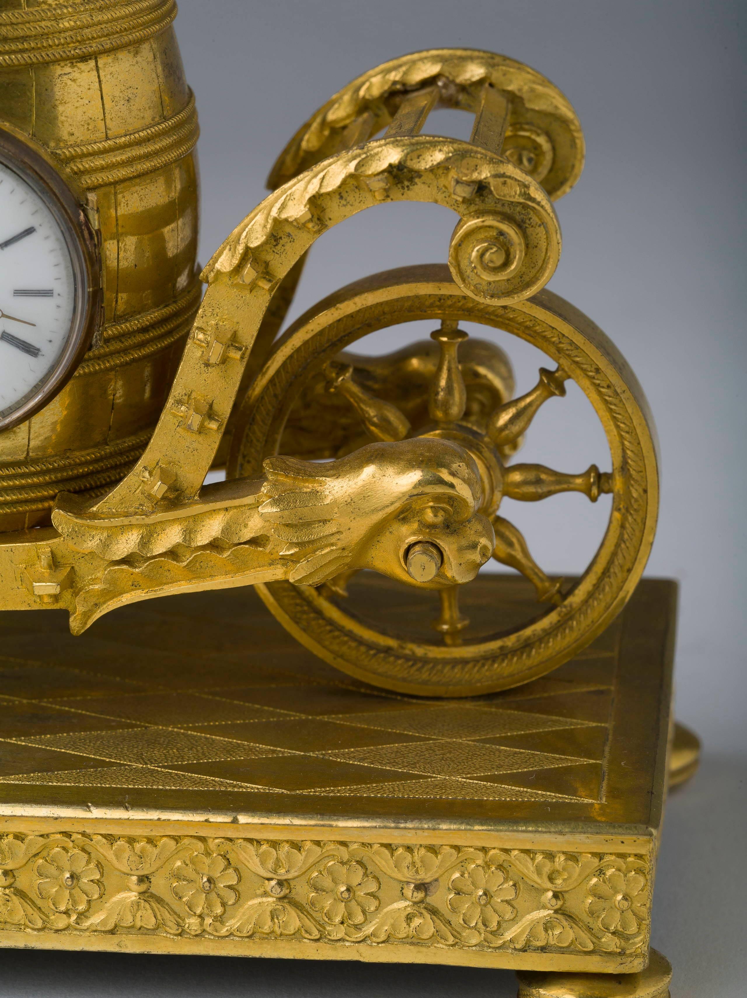 Empire Ormolu and Patinated Bronze Figural Clock For Sale 2