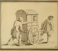 Drawing, 18th Century French School, the Sedan Chair