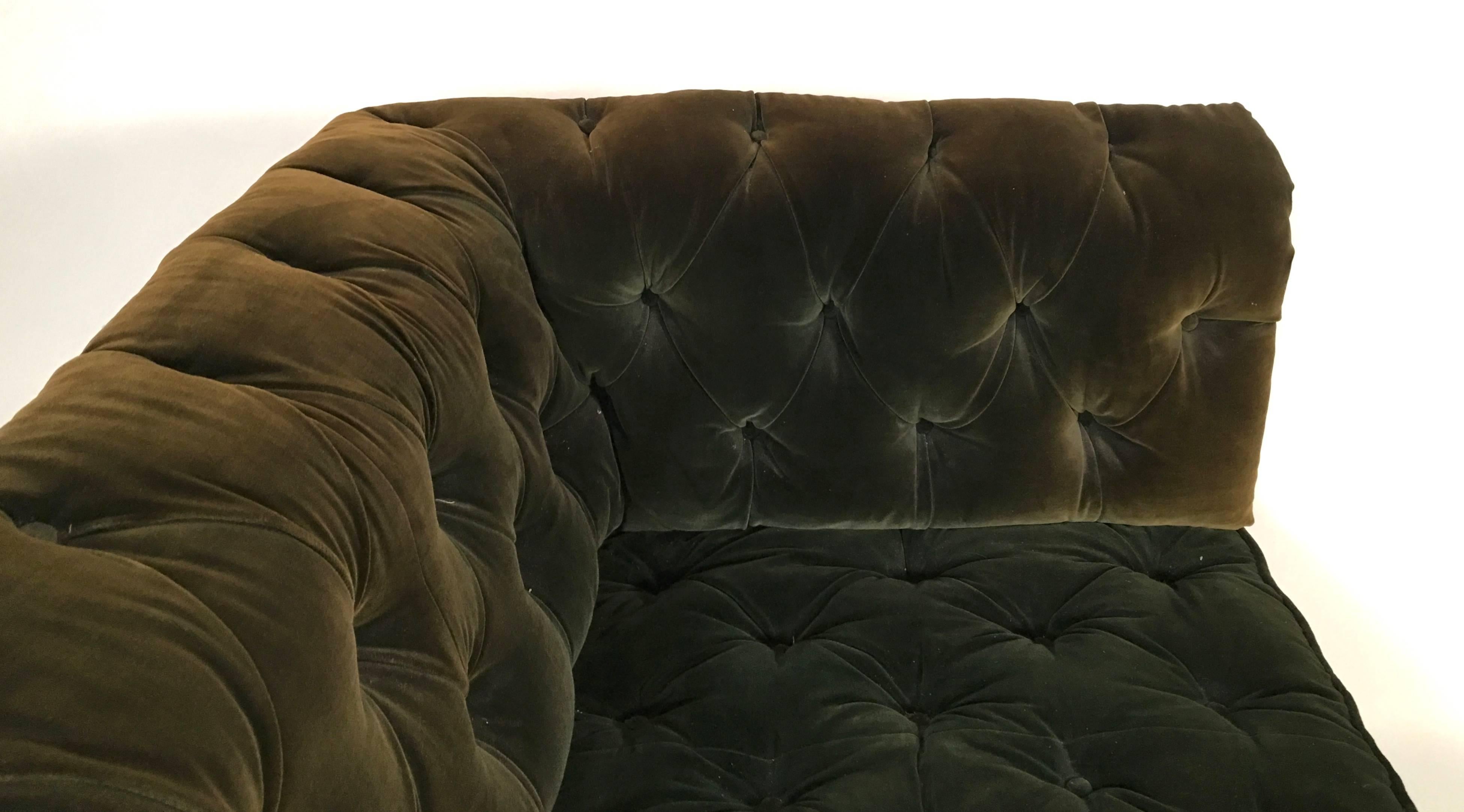 Victorian 19th Century Green Tufted Velvet Chesterfield Sofa
