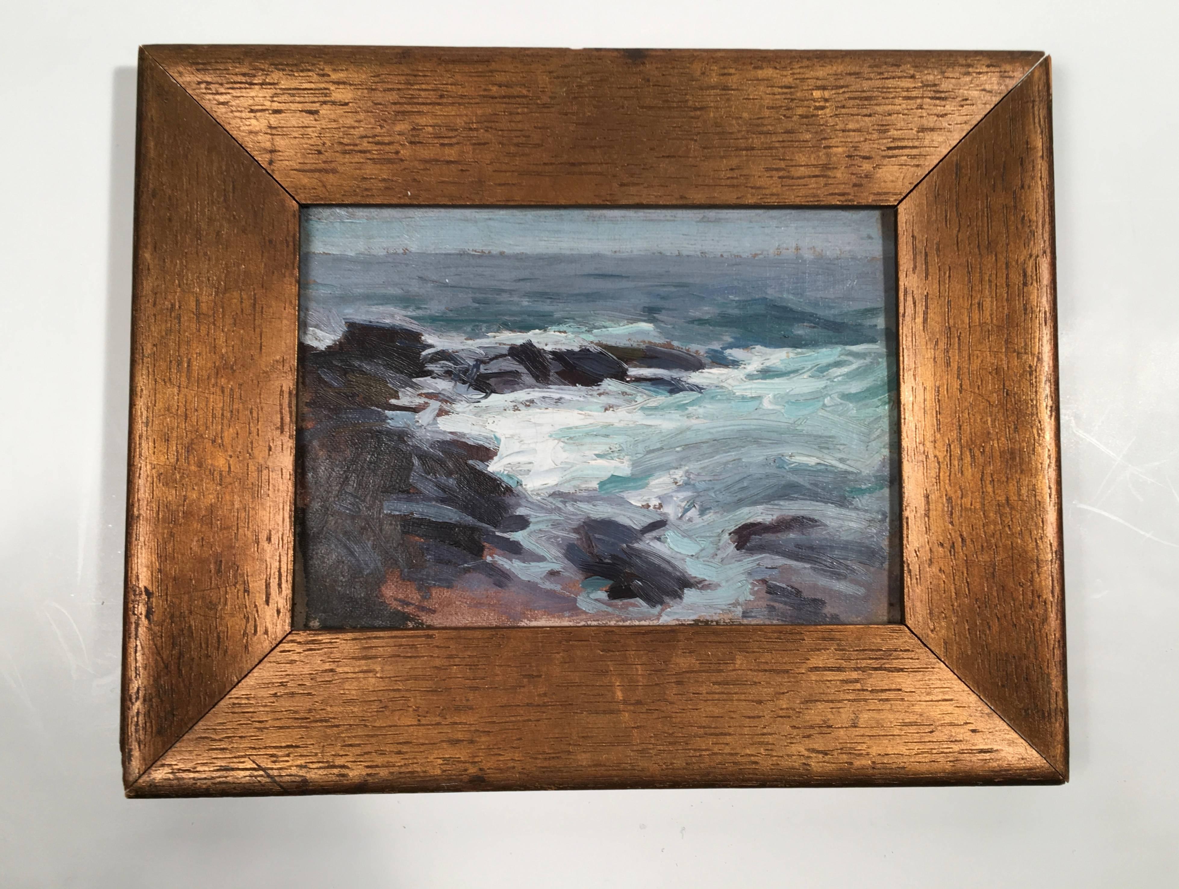 Pair of Small Seascape Paintings in the Manner of Edward Potthast In Excellent Condition In Essex, MA