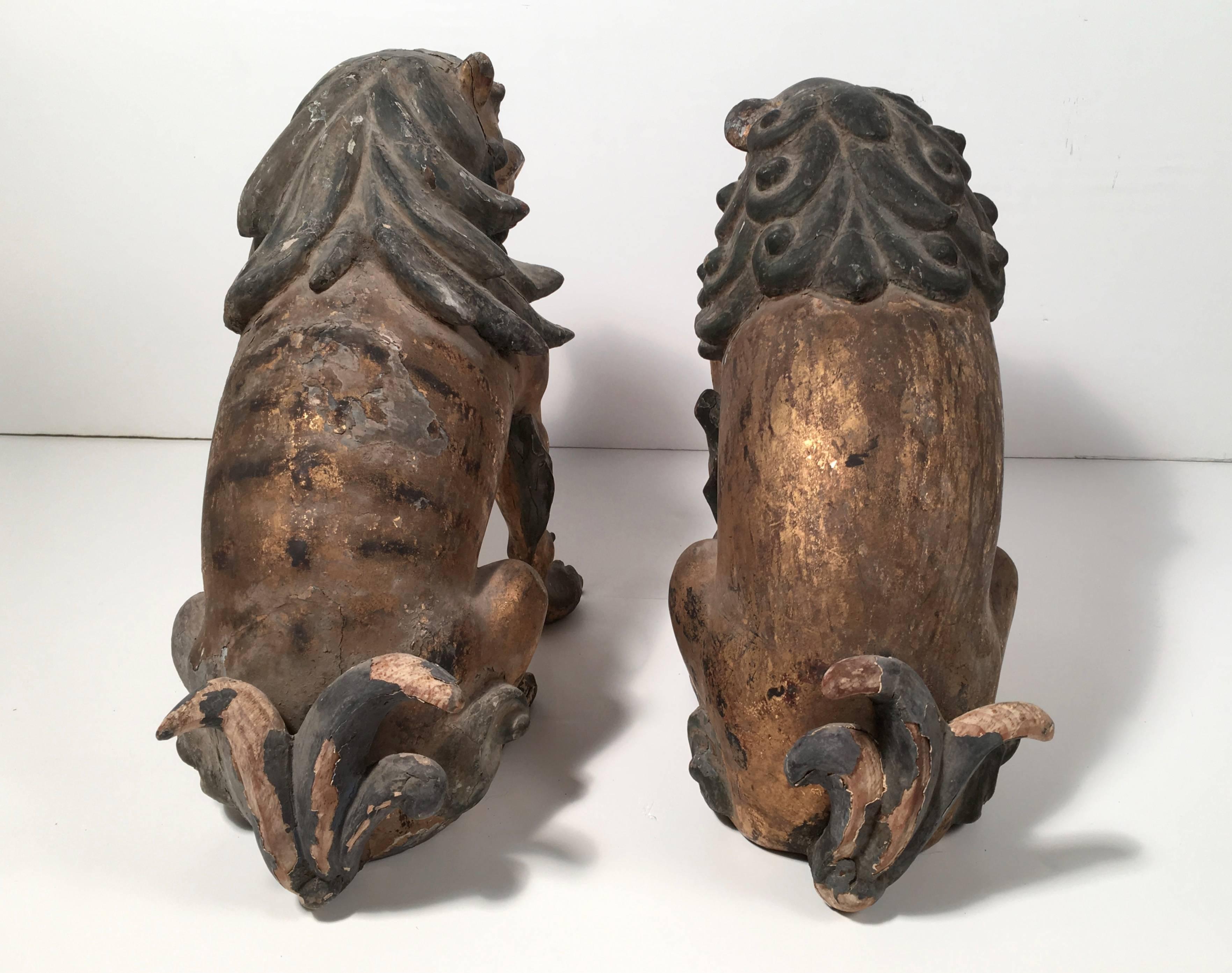 Pair of Guardian Lions or Foo Dogs In Good Condition In Essex, MA