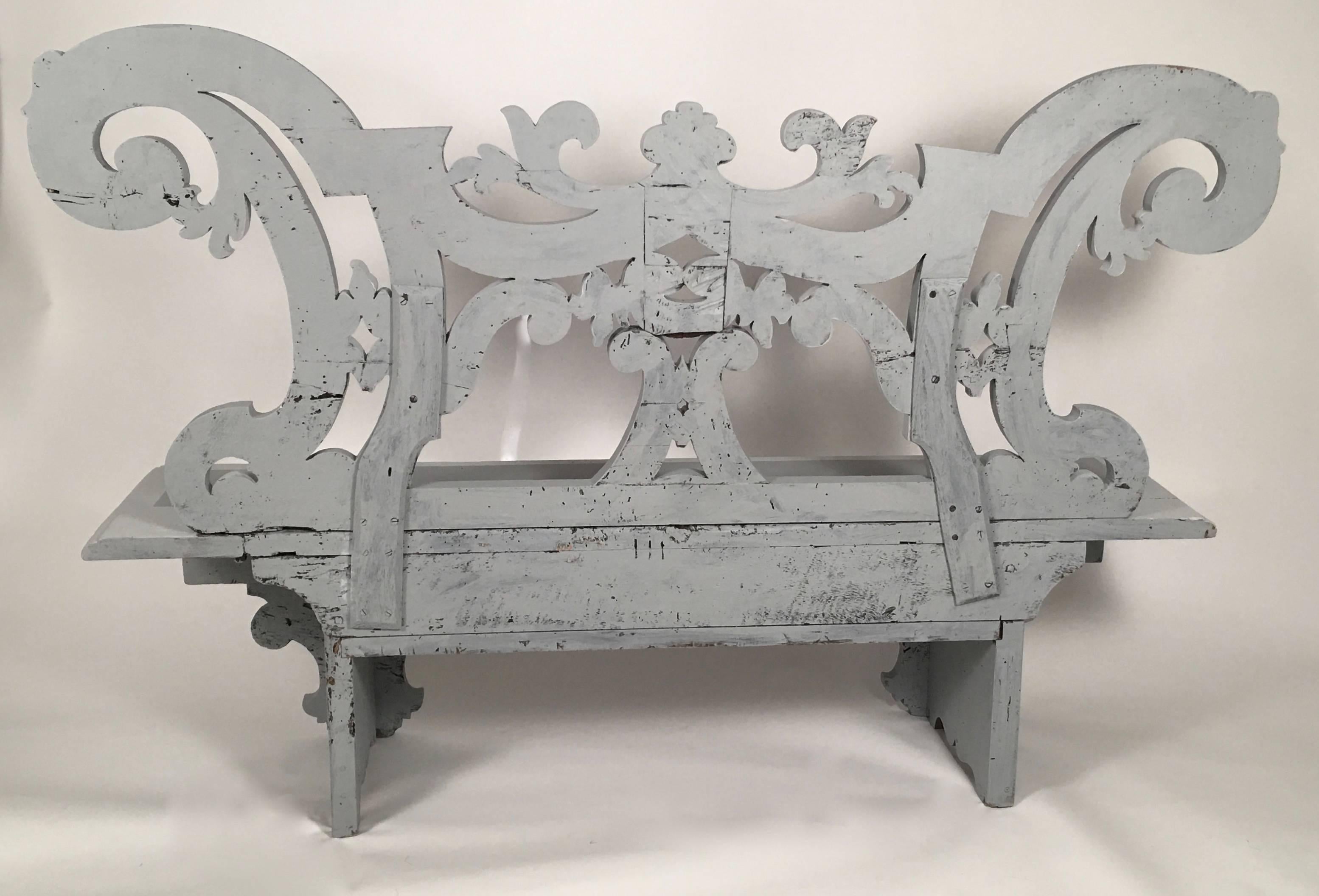 Italian Baroque Style Painted Bench 3
