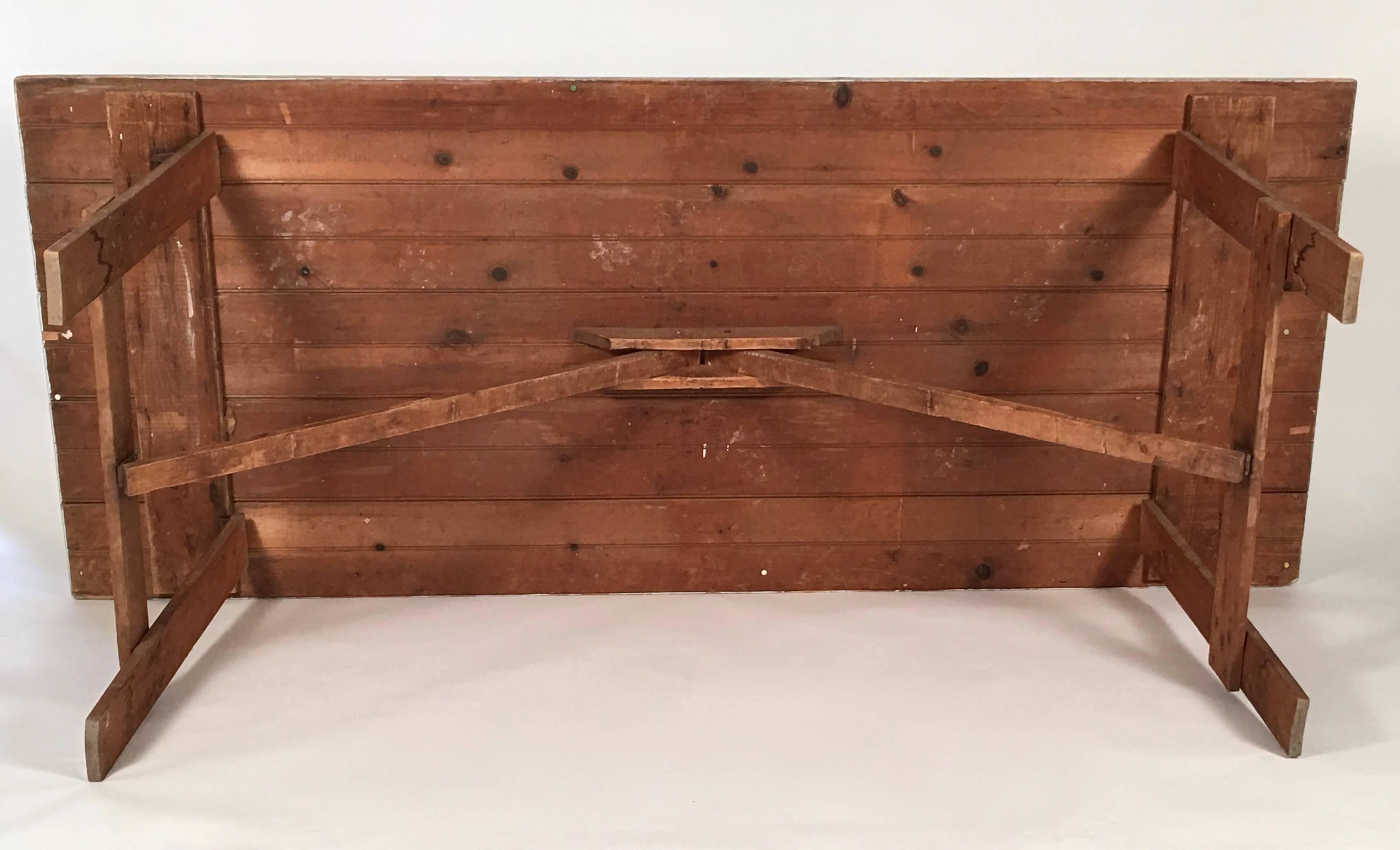 Mid-20th Century Country Folding Clam Bake Trestle Table