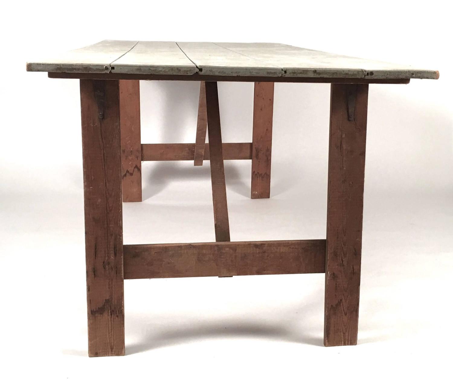 Country Folding Clam Bake Trestle Table at 1stdibs
