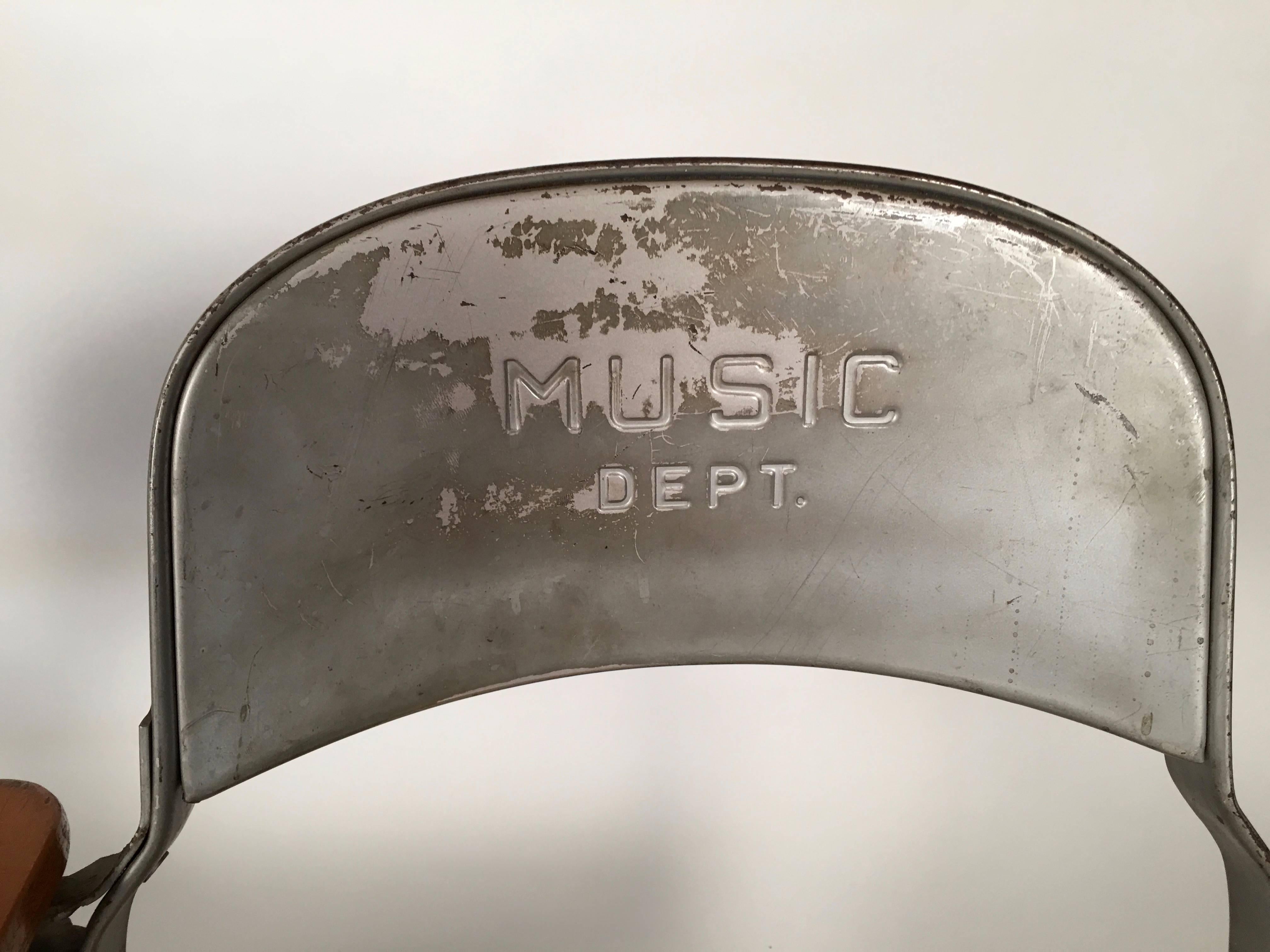 Pair of Music Department Folding Chairs with Desk Arms at 1stDibs