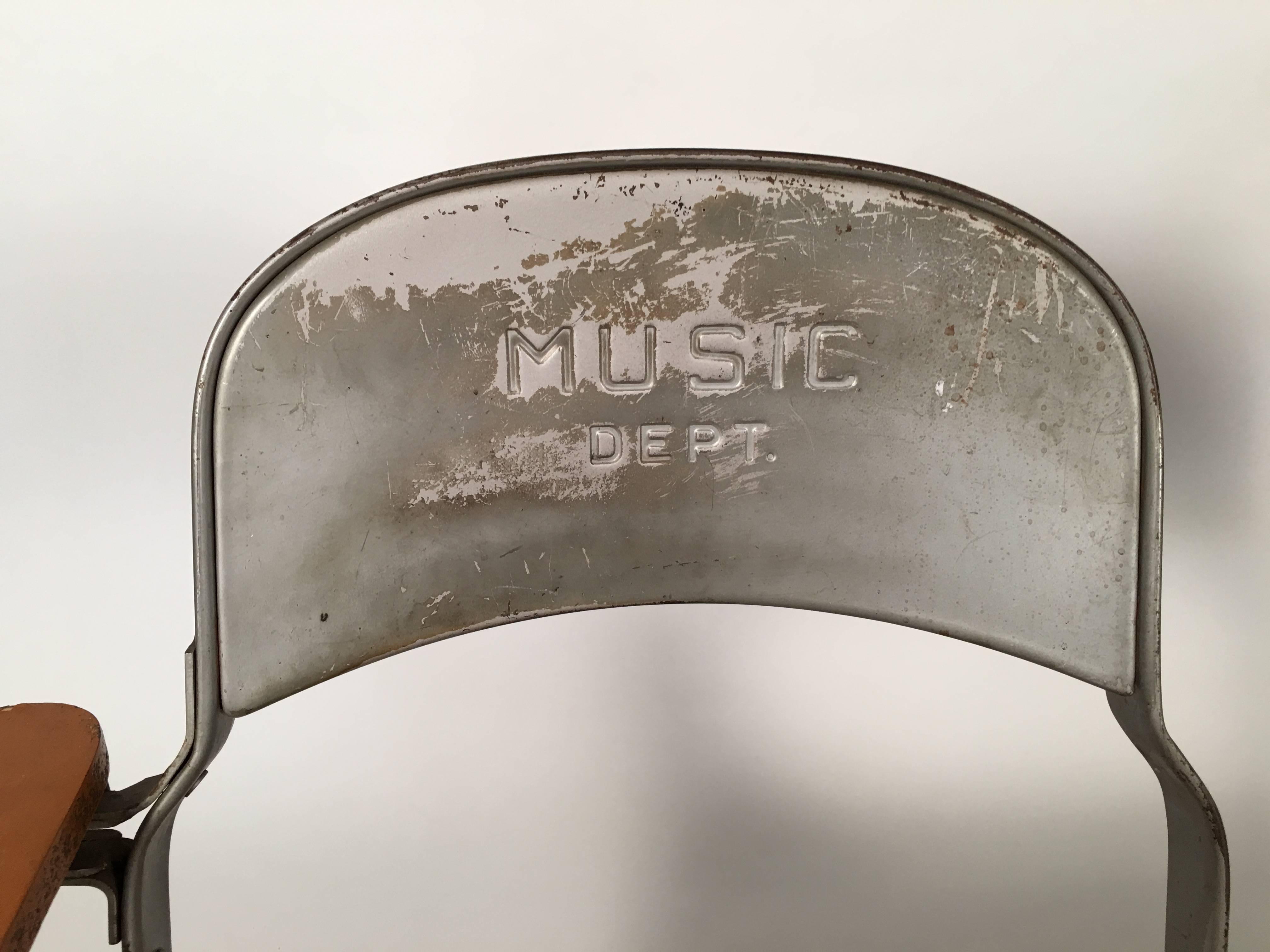 Pair of Music Department Folding Chairs with Desk Arms at 1stDibs