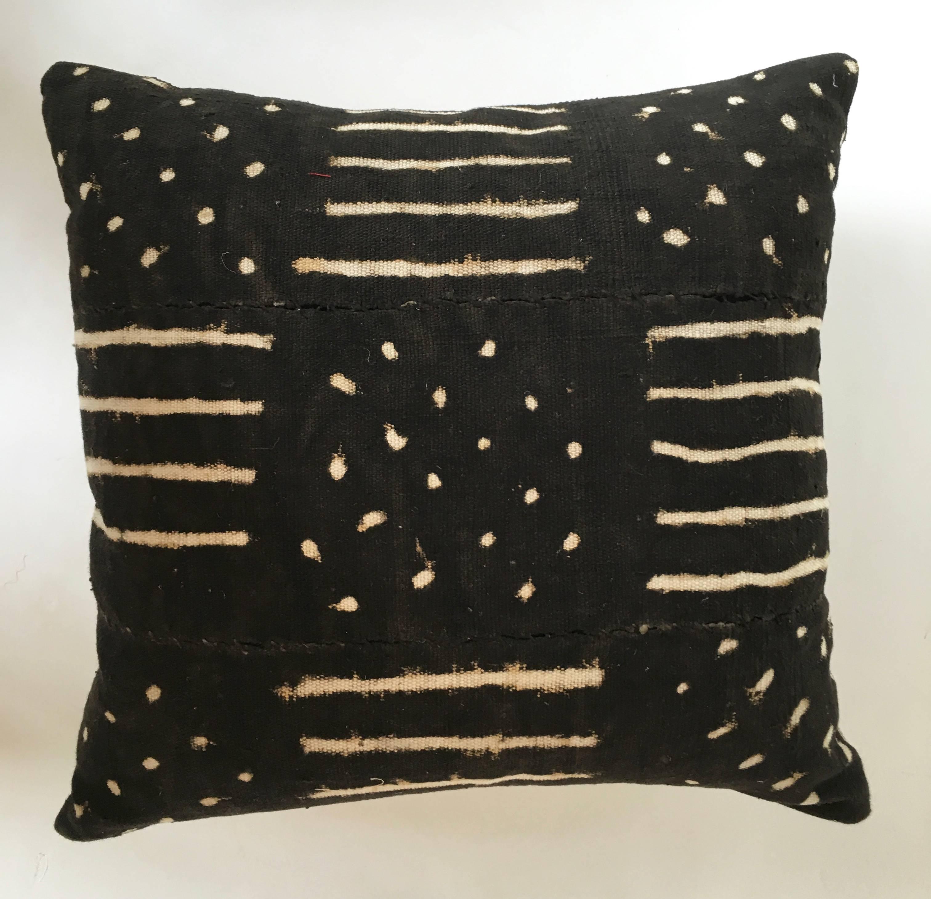 Malian Handmade Black and White Graphic African Mud Cloth Pillows
