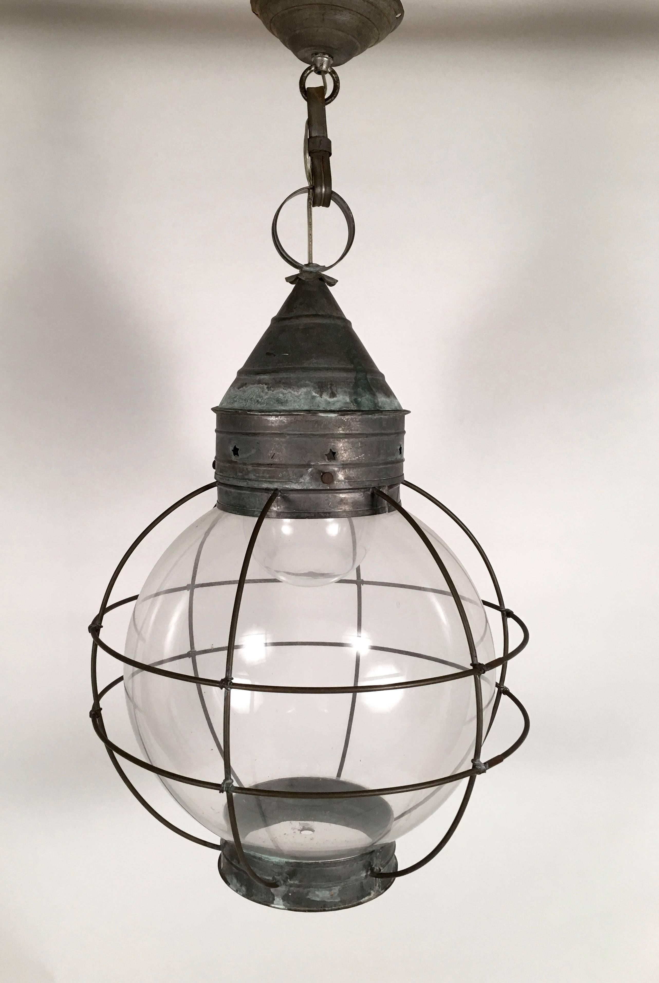Unusual Oversized Nautical Onion Lantern In Excellent Condition In Essex, MA