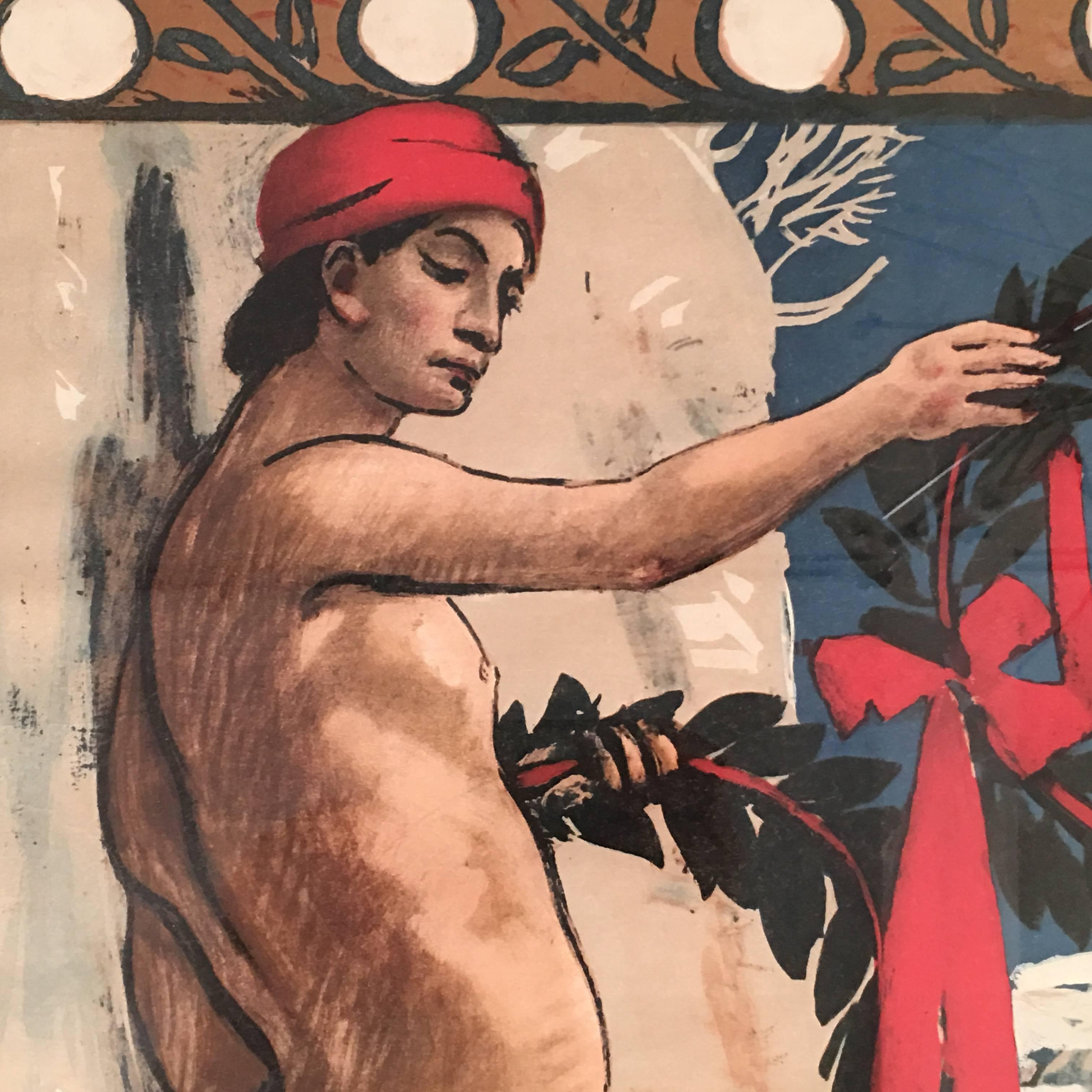 Swiss National Art Exhibition Poster by Hans Sandreuter, circa 1898 In Good Condition In Essex, MA