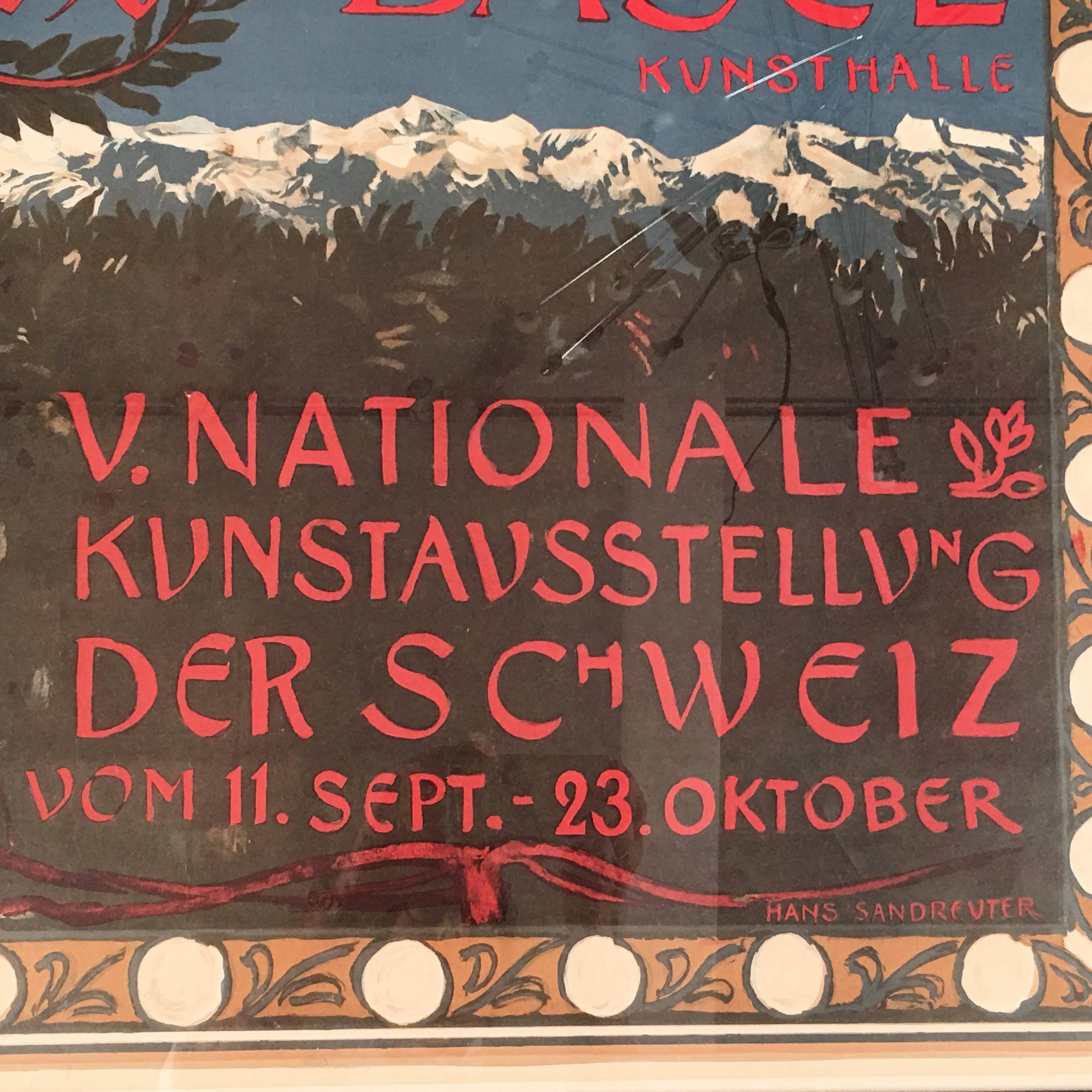 Swiss National Art Exhibition Poster by Hans Sandreuter, circa 1898 1