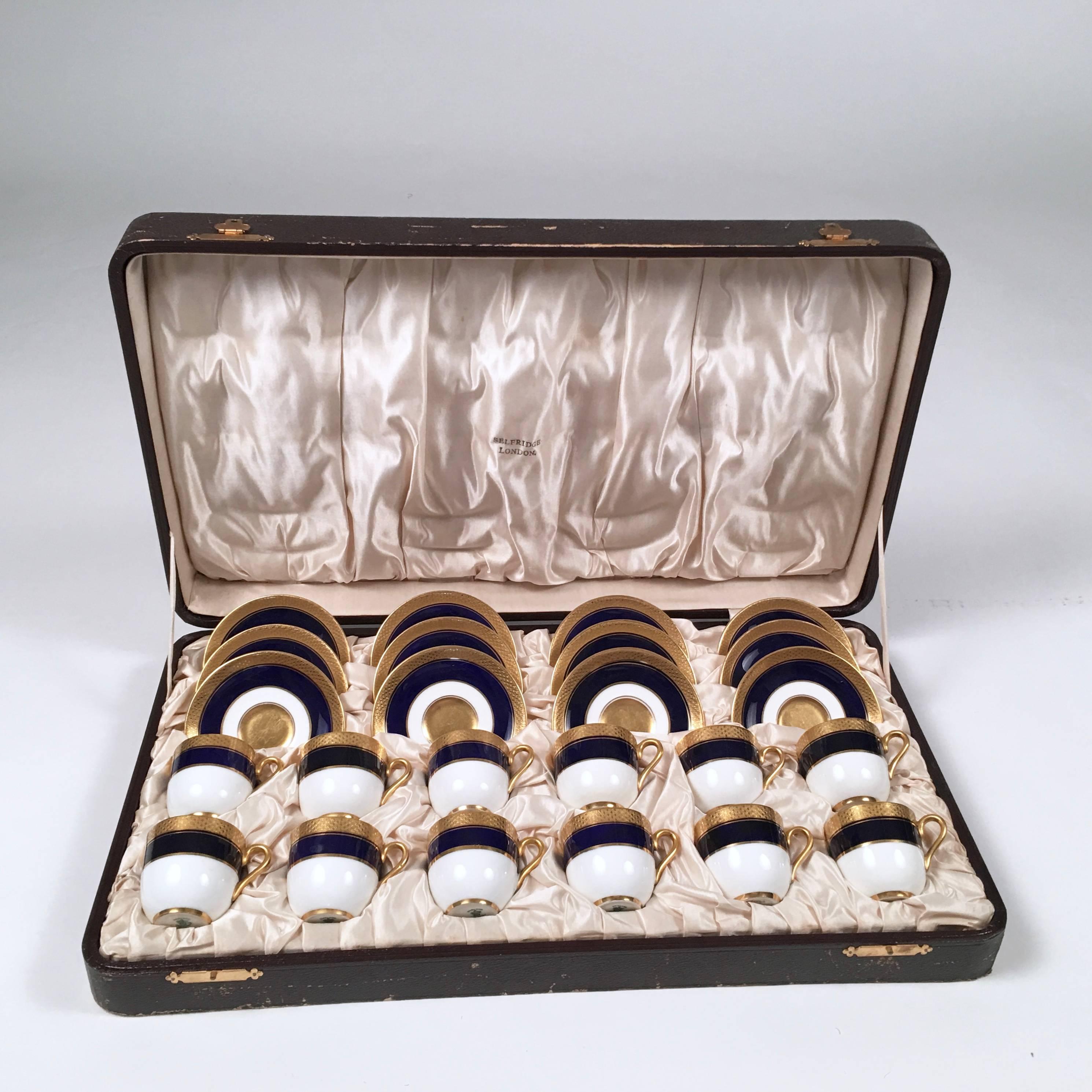 Early 20th Century Coalport Porcelain Demitasse Service in Original Selfridges Presentation Box