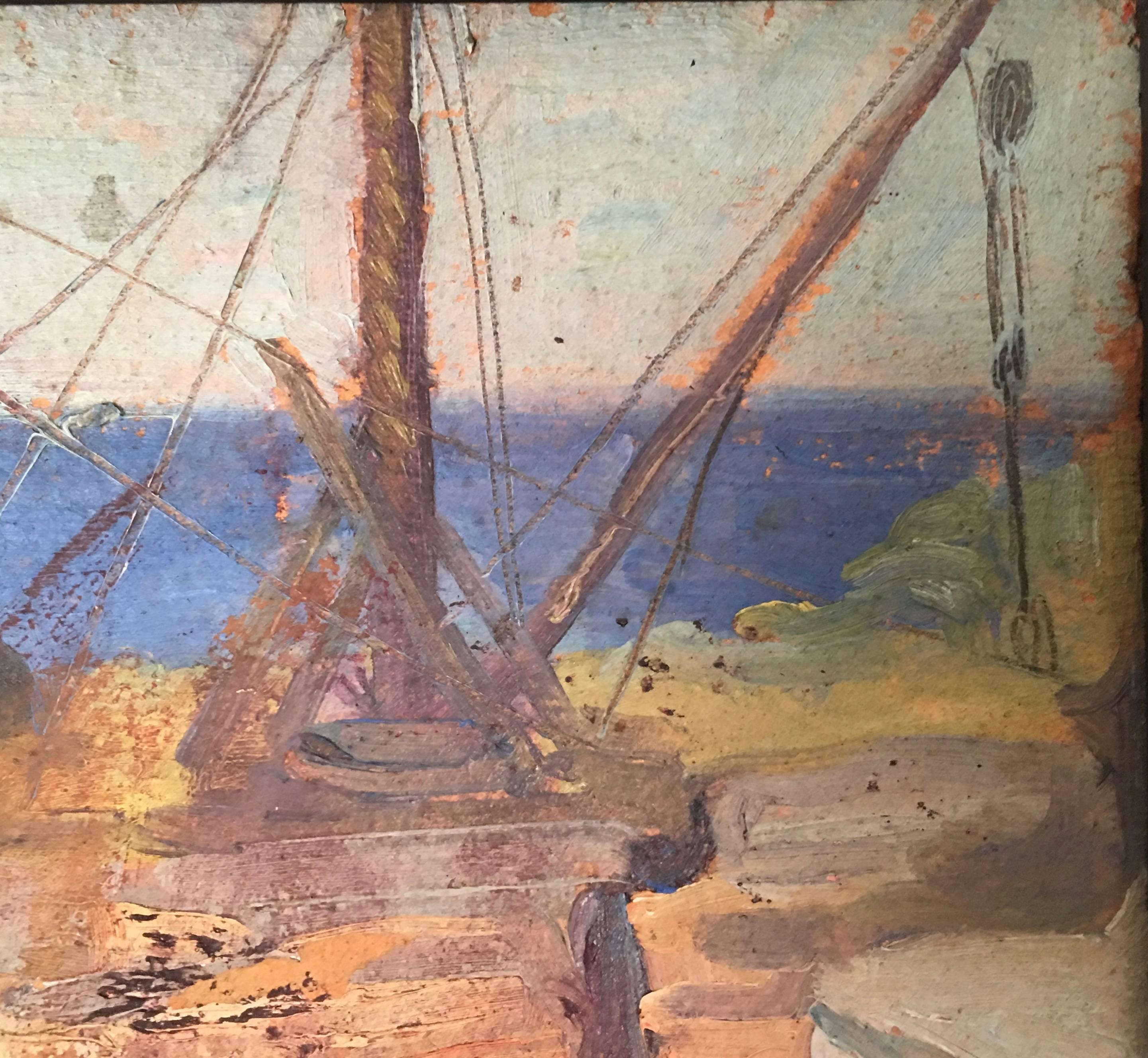 Small Cape Ann Stone Quarry Painting In Good Condition In Essex, MA