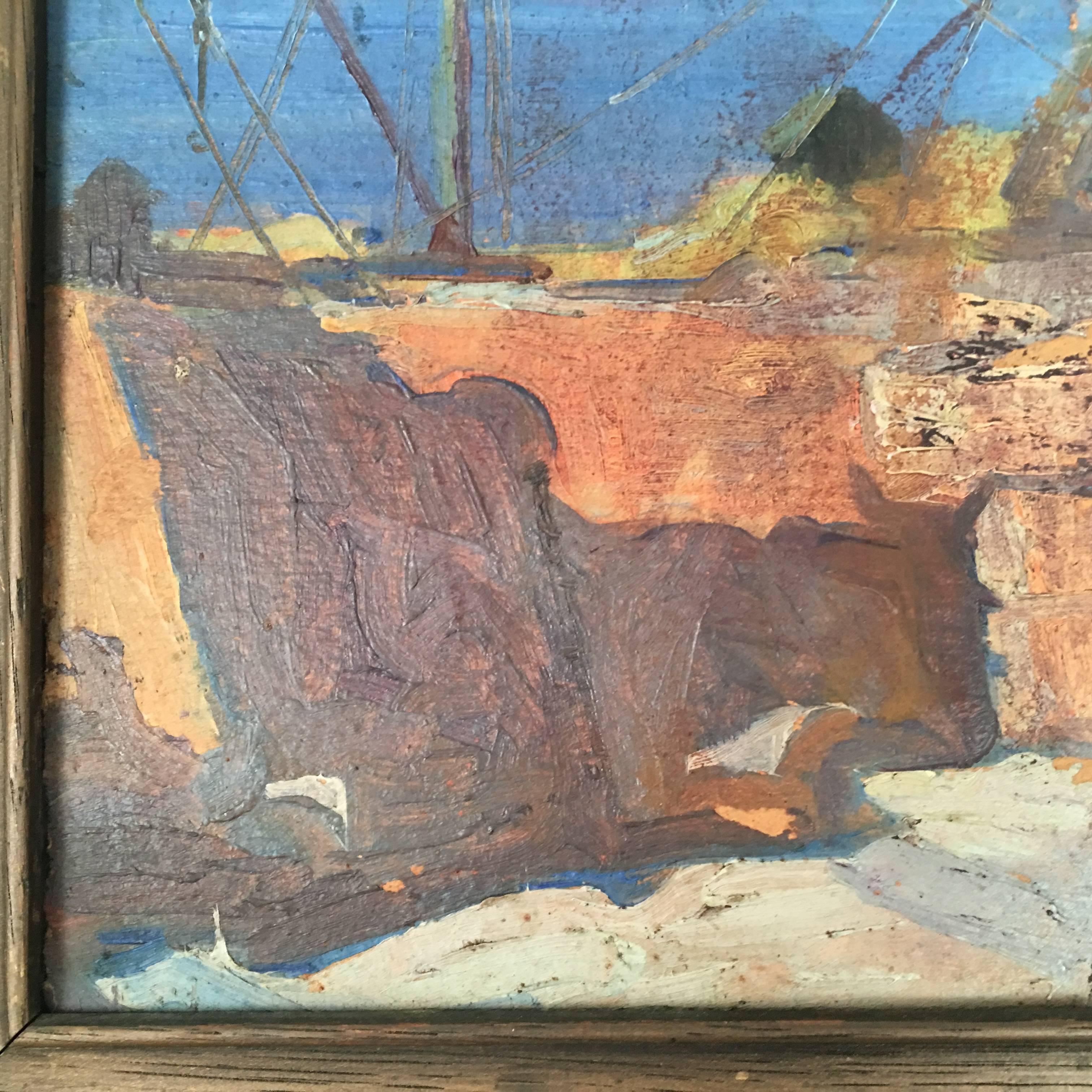 Early 20th Century Small Cape Ann Stone Quarry Painting