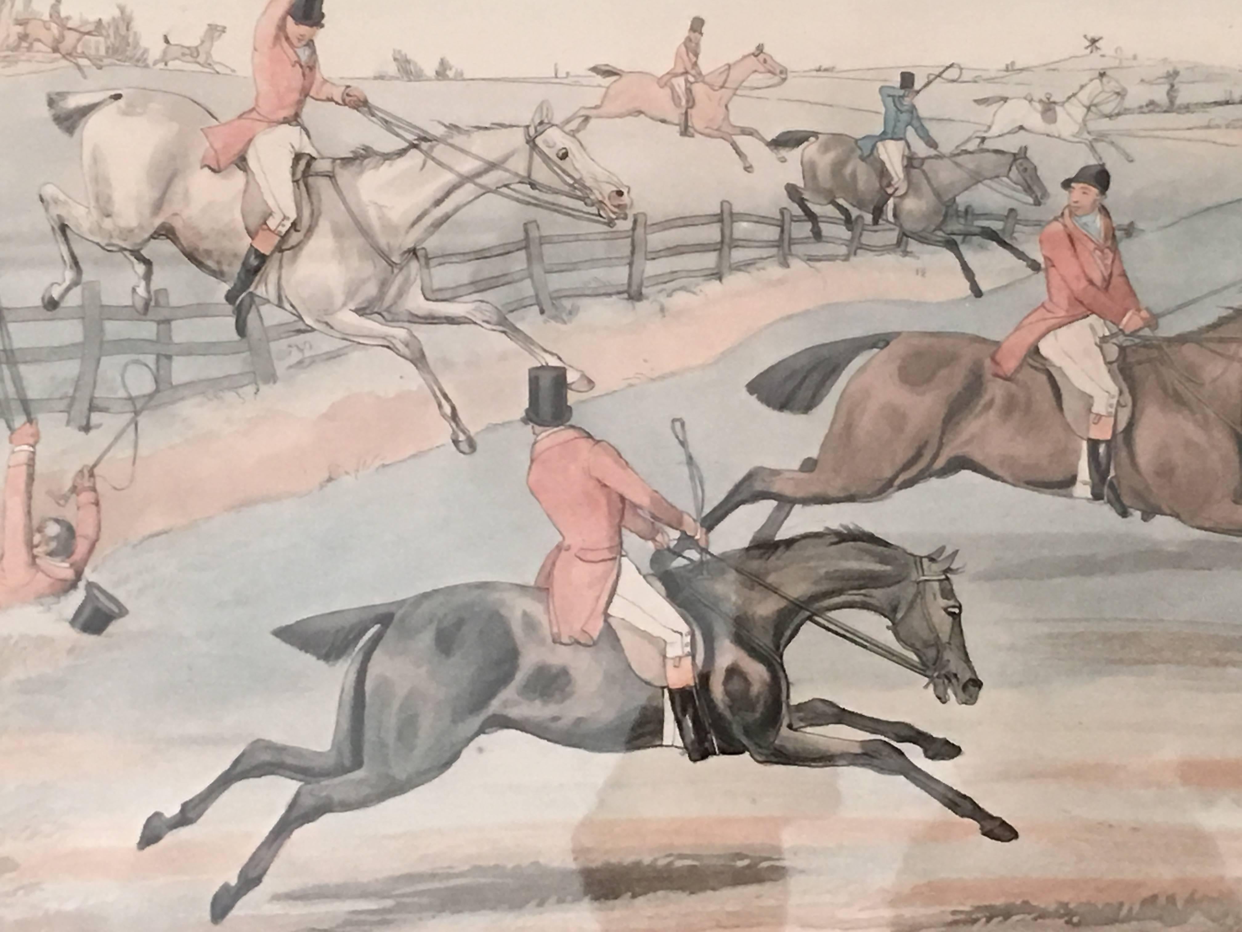 Fox Hunting Prints by Ackermann In Good Condition In Essex, MA