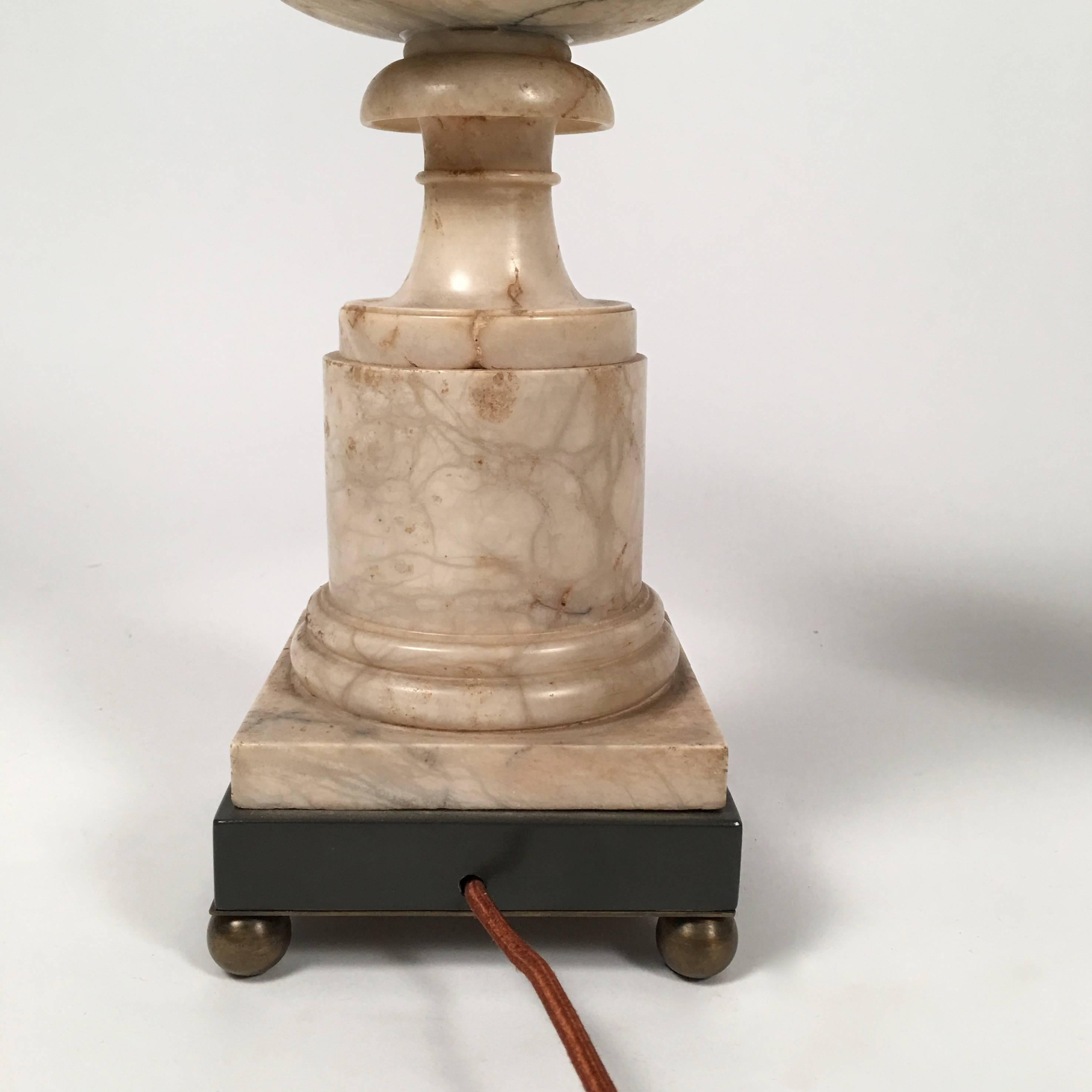 Pair of Italian Neoclassical Style Alabaster Urn Lamps 3