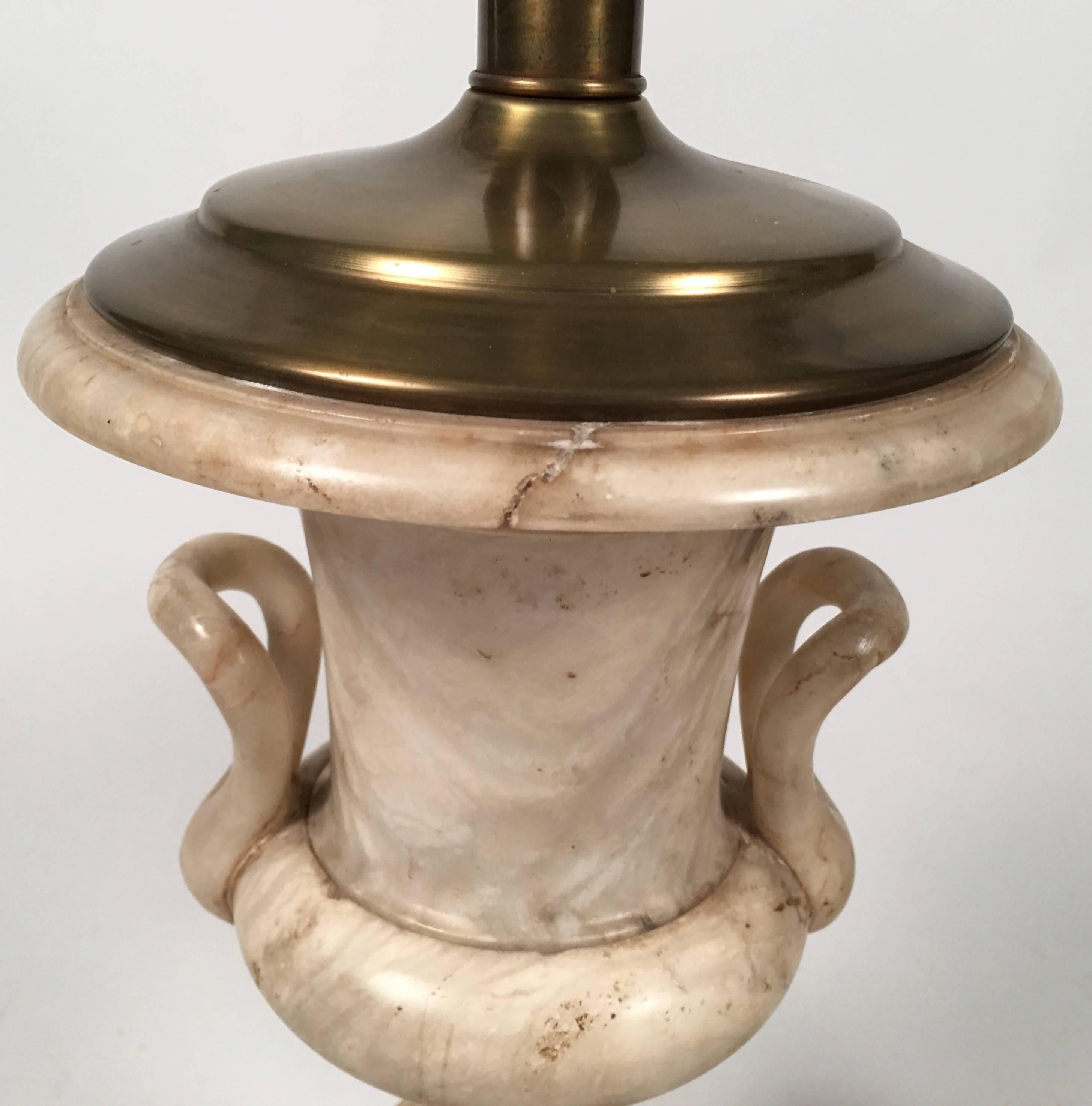 Pair of Italian Neoclassical Style Alabaster Urn Lamps 2