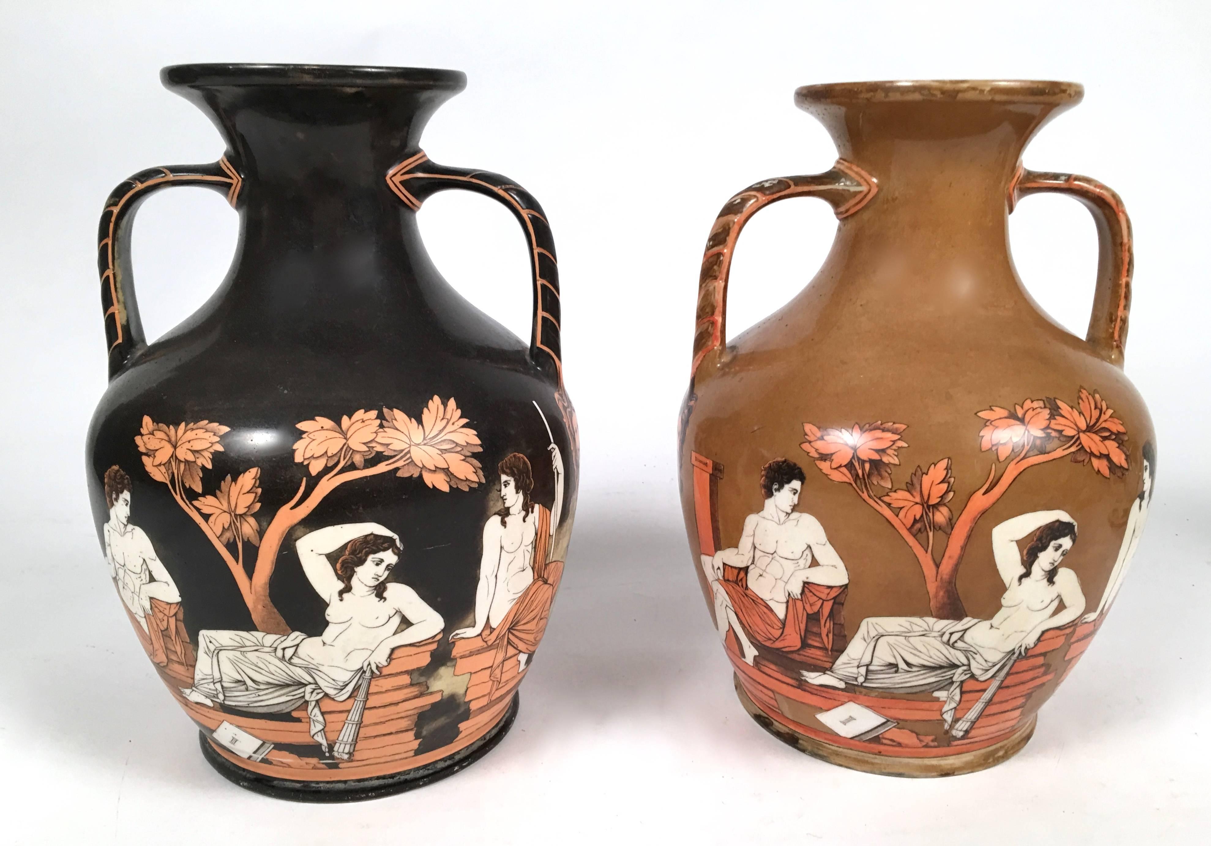 Rare Collection of Five English Pottery Portland Vases In Excellent Condition In Essex, MA