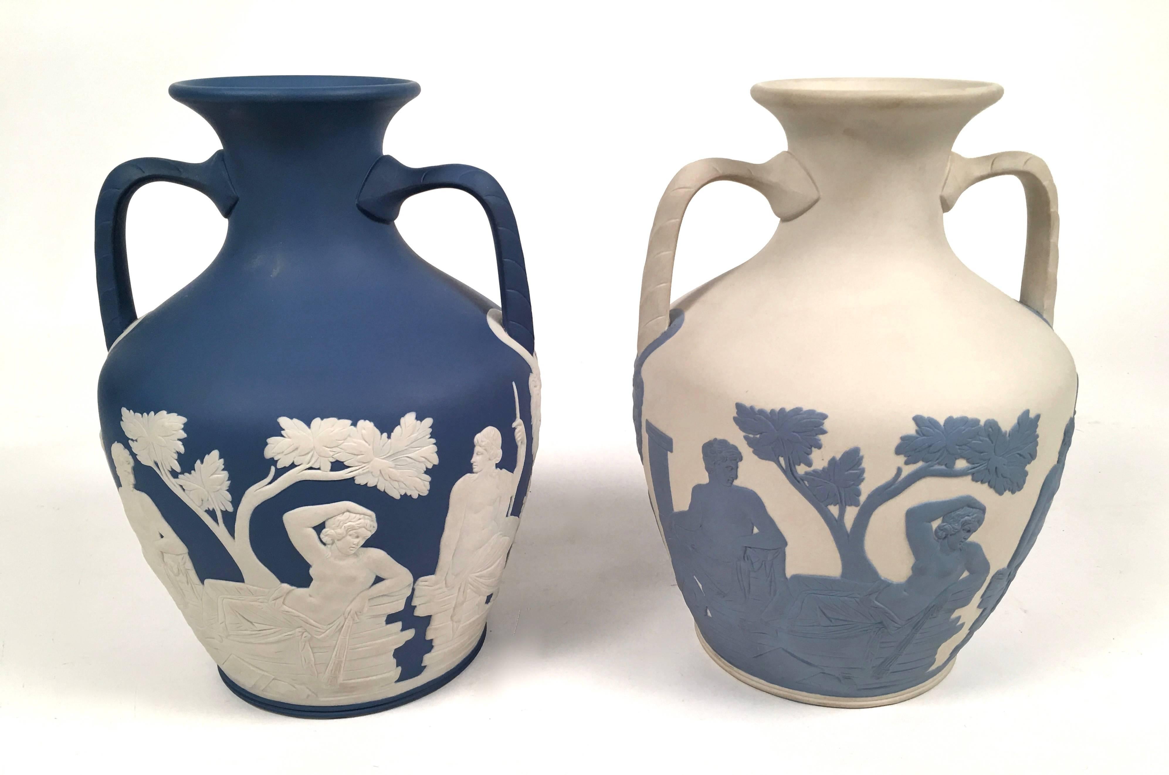 Glazed Rare Collection of Five English Pottery Portland Vases