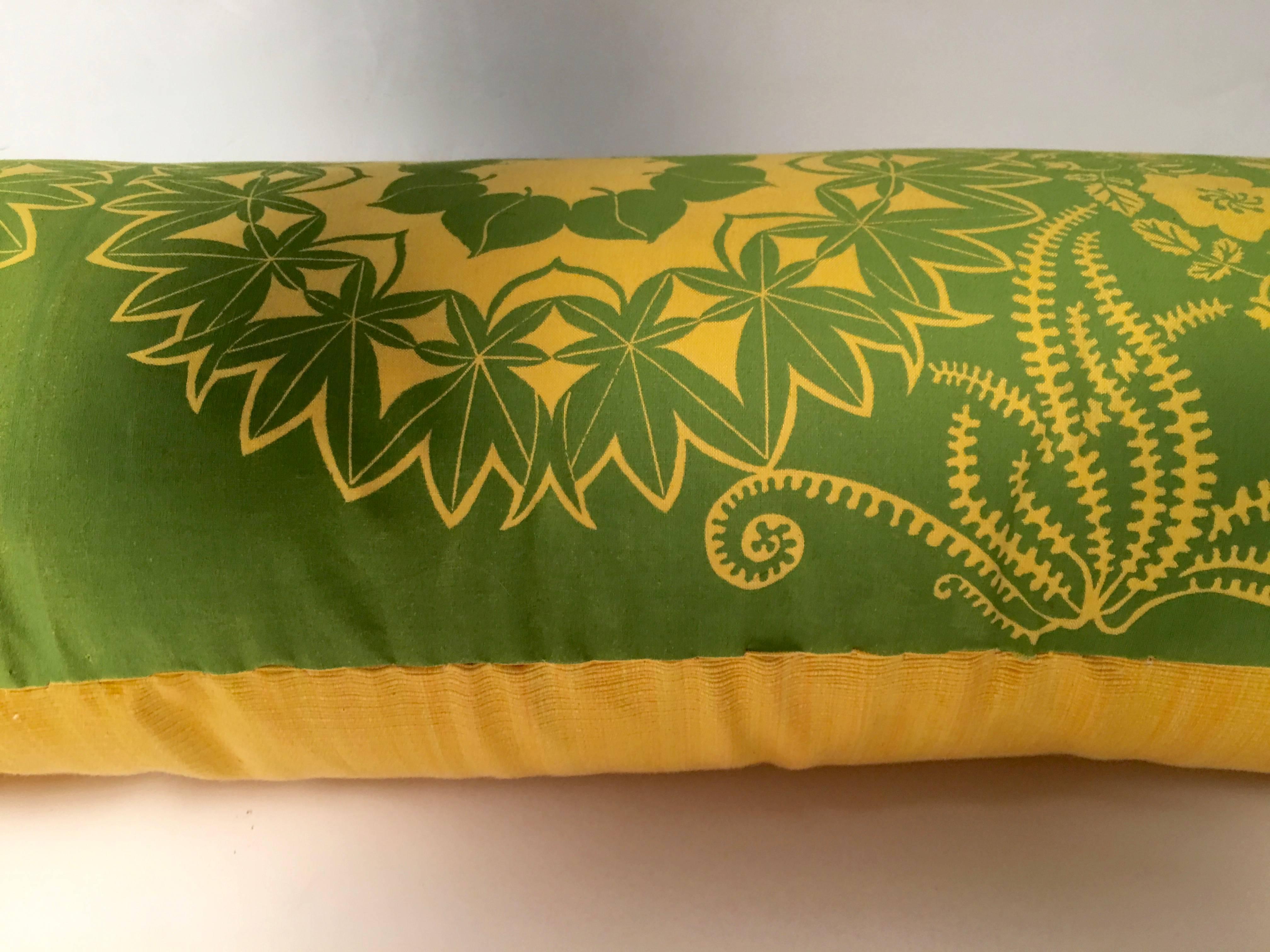 American Summer Wreaths Yellow and Green Folly Cove Designers Hand Printed Pillow