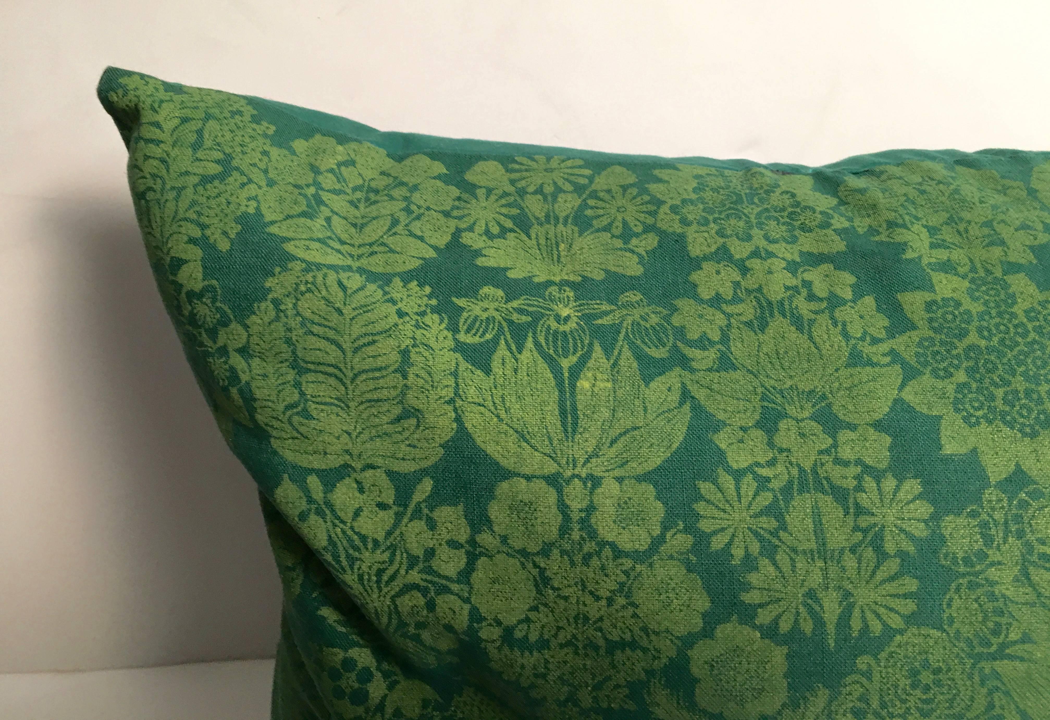 Mid-Century Modern Folly Cove Designers Hand Block Printed Pillow with US State Flowers