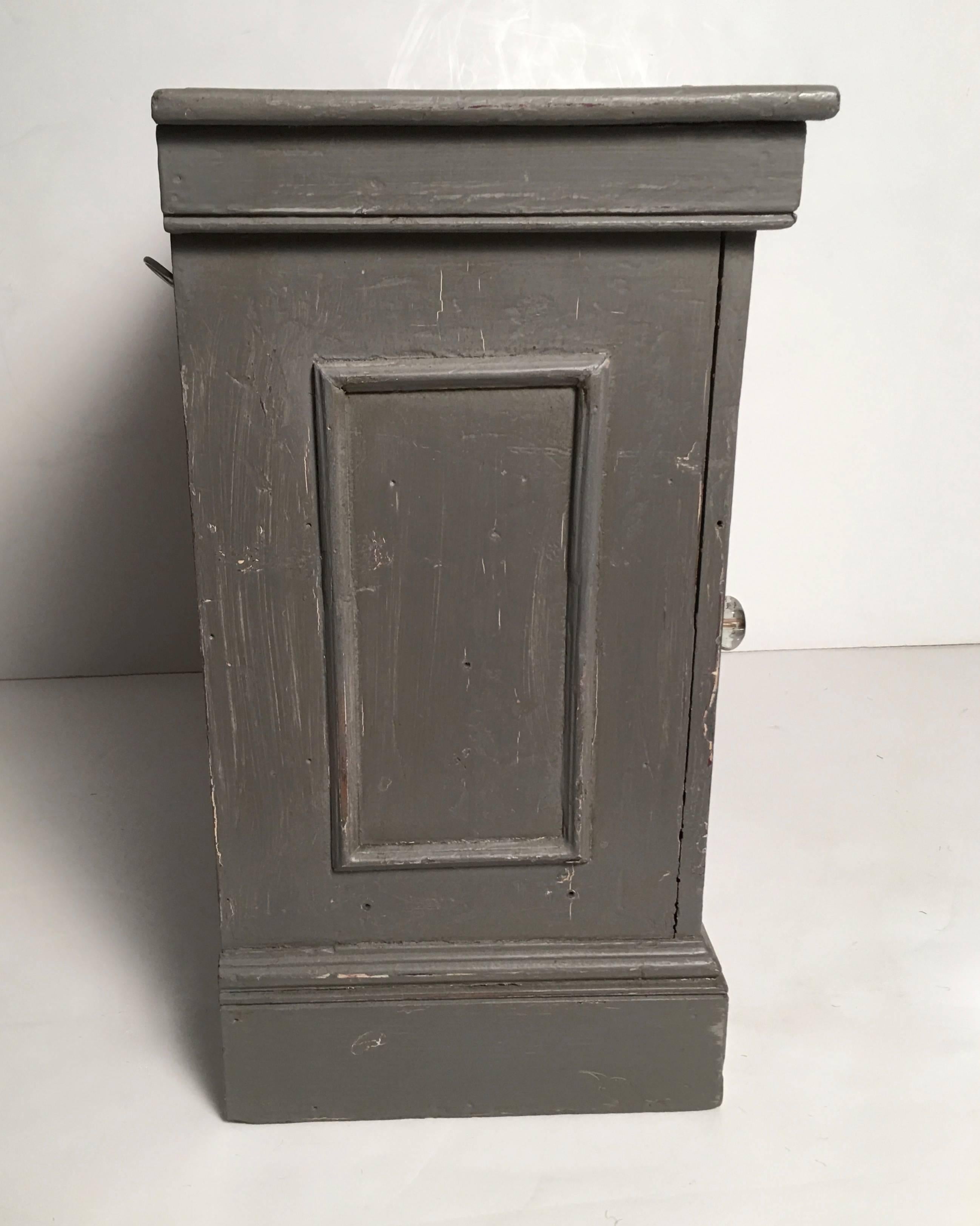 French Architectural Grey Painted Hanging Wall Cupboard