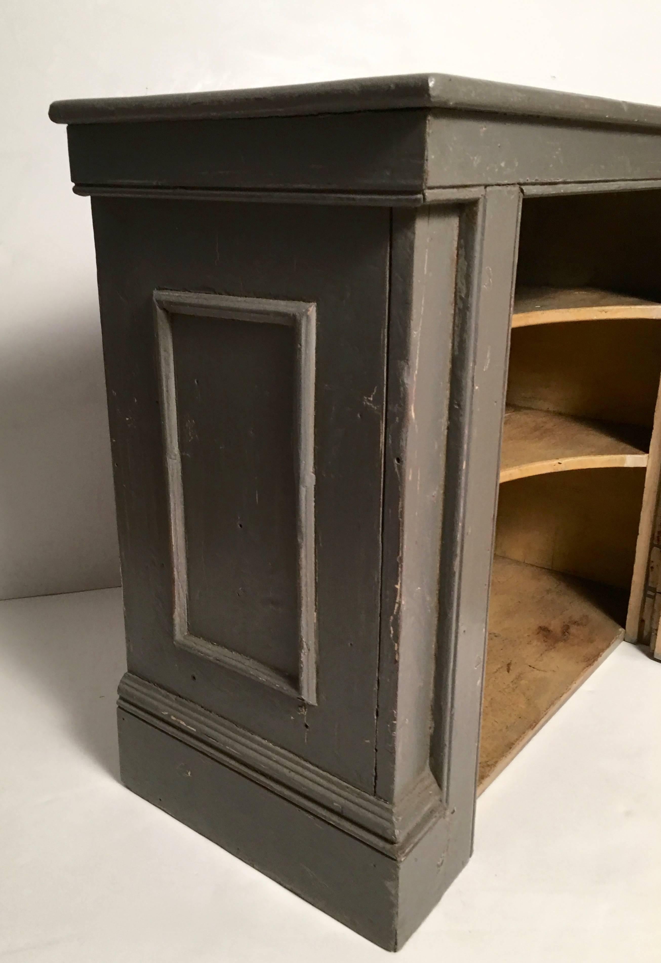 Mid-19th Century Architectural Grey Painted Hanging Wall Cupboard