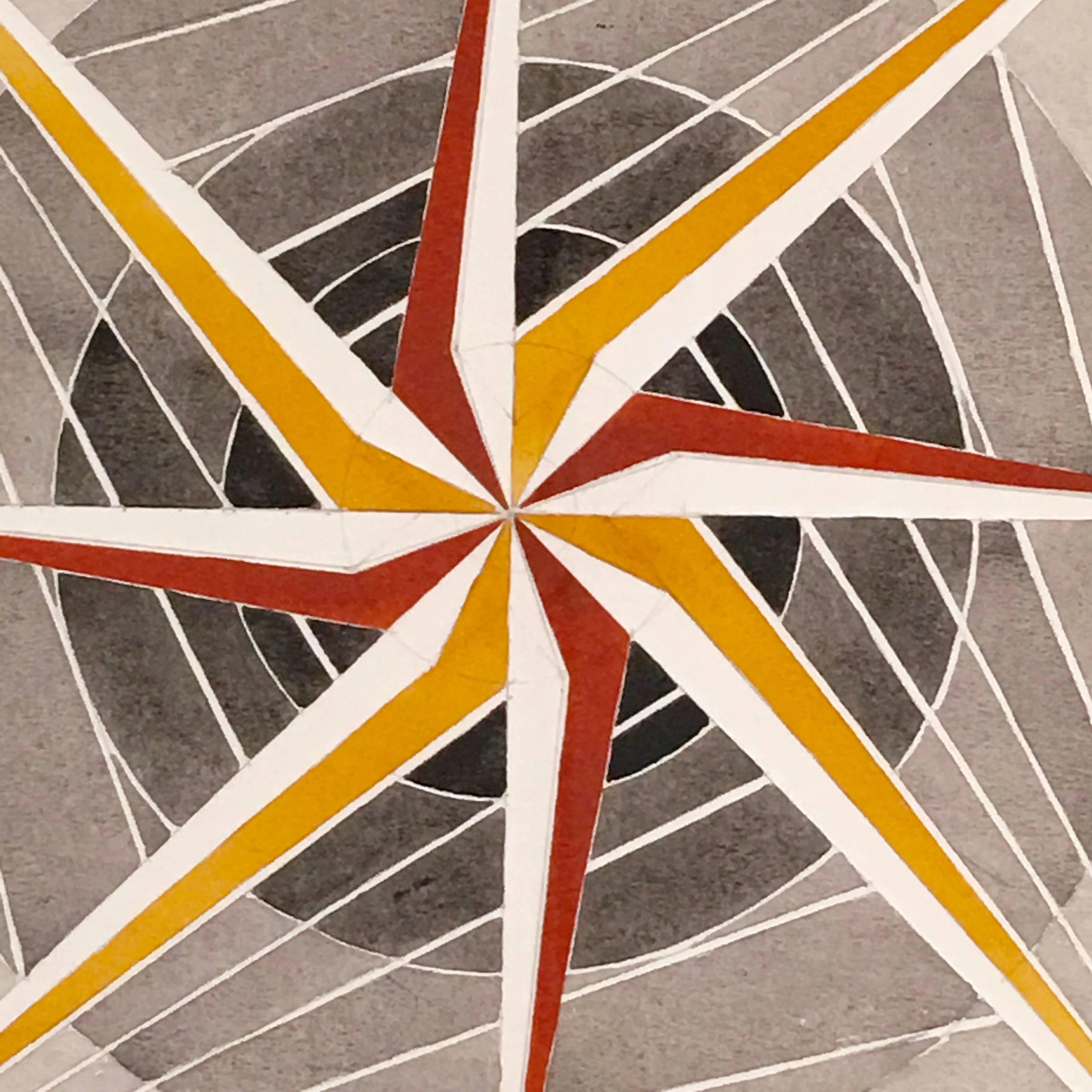 Modern Stewart Ross James Geometric Watercolor Drawing
