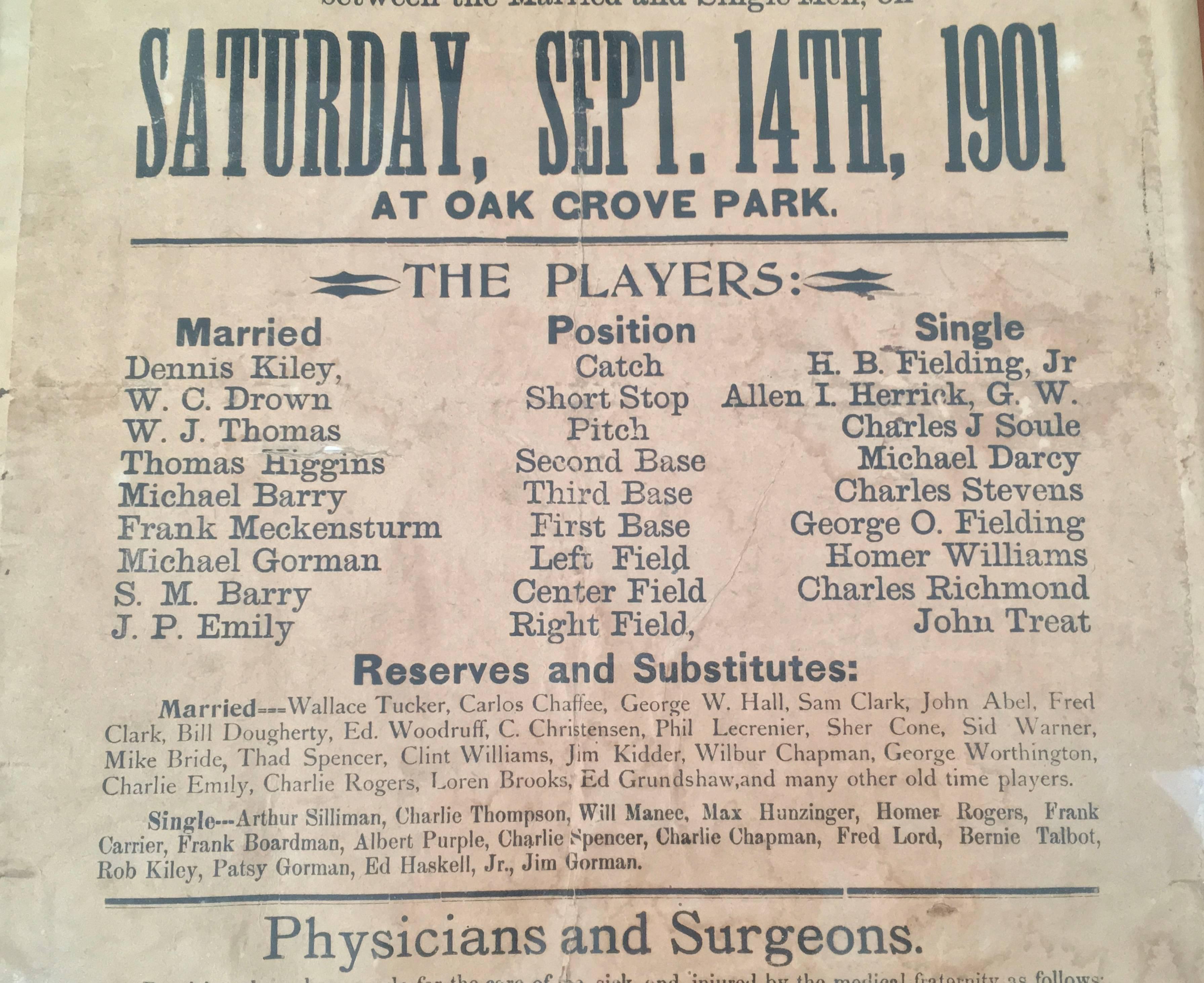 Vintage Baseball Baseball Game Poster, 1901  In Fair Condition In Essex, MA