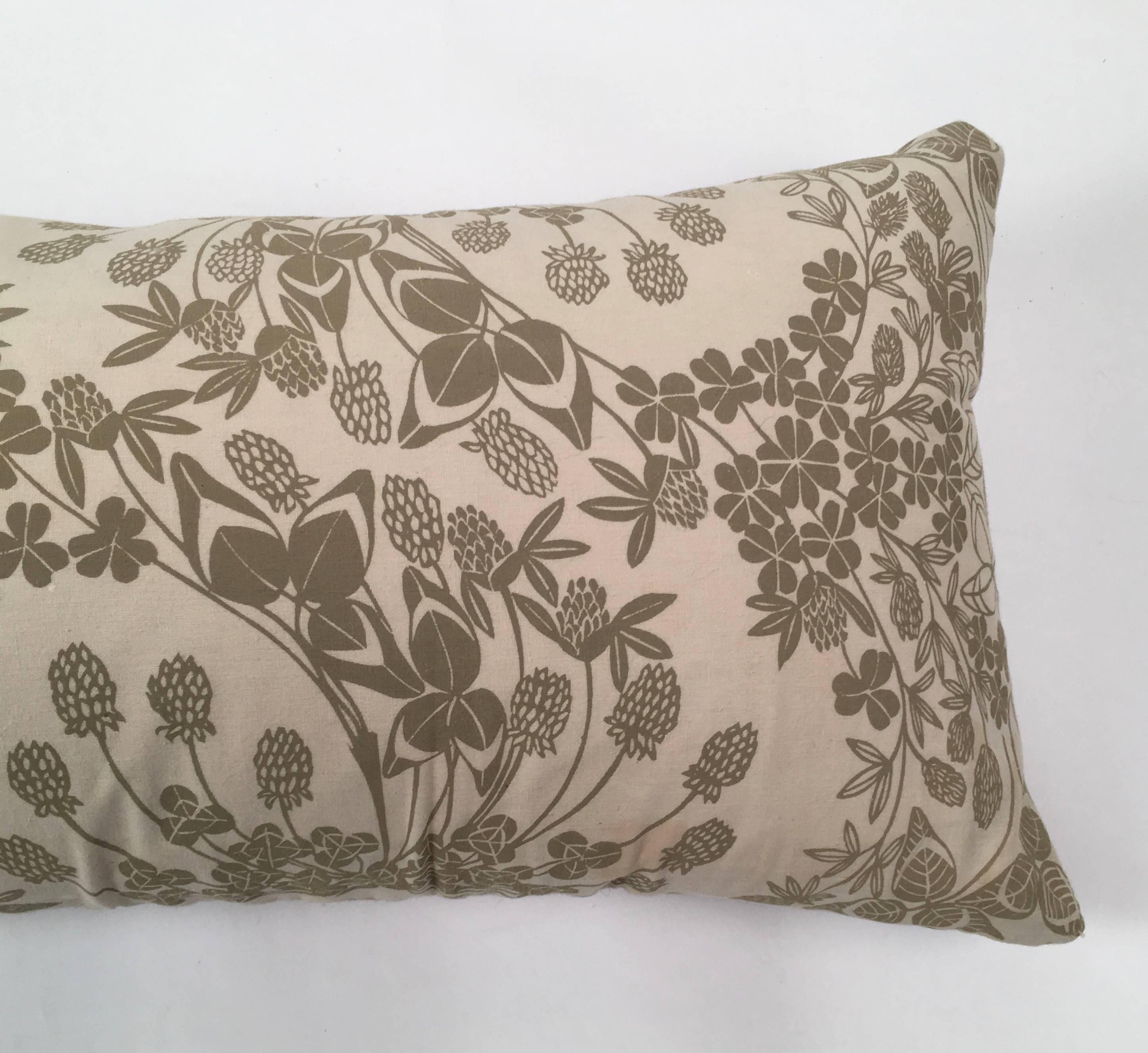 Mid-20th Century Folly Cove Designers Hand Block Printed Clover Pillow