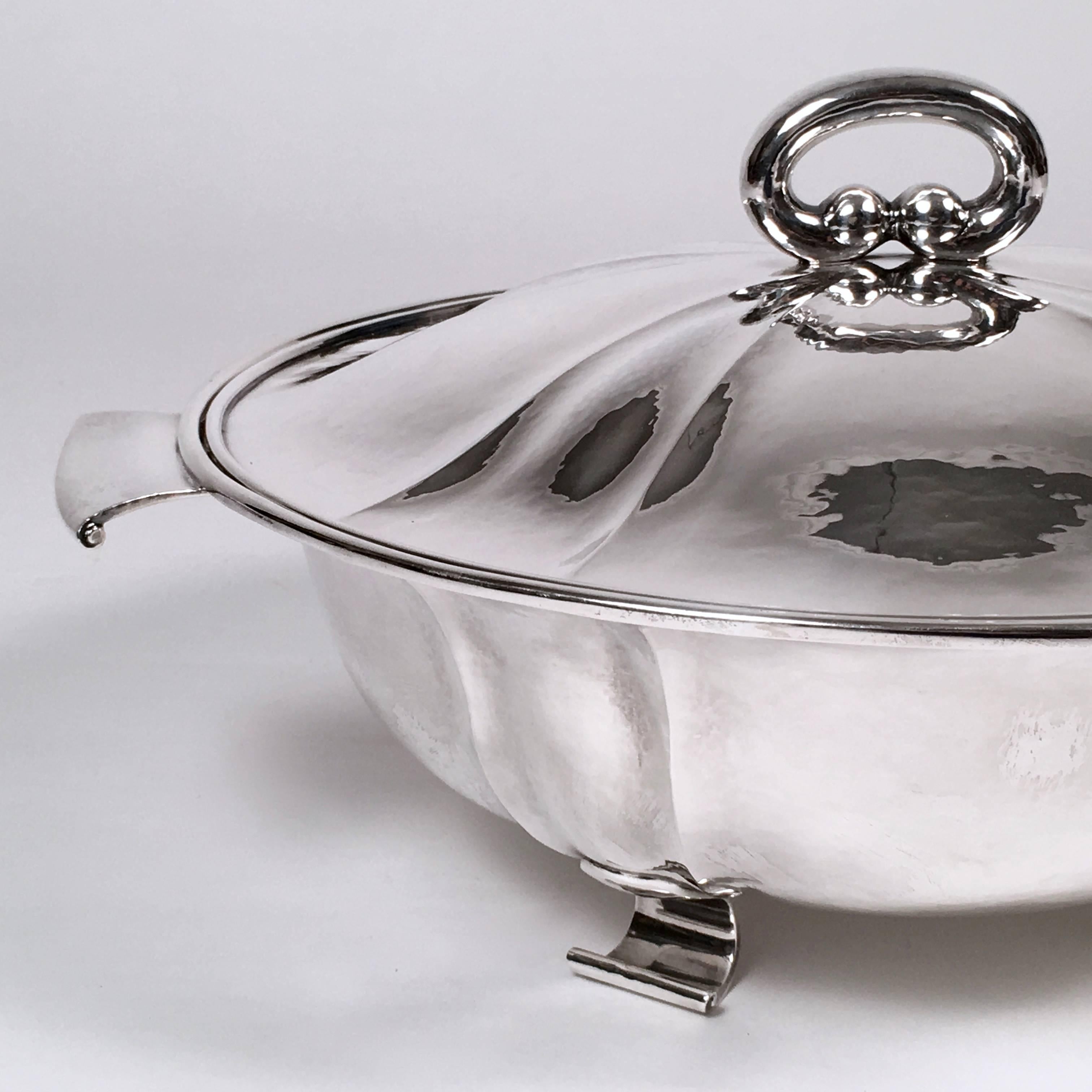 Arts and Crafts Swiss Silver Covered Tureen by Baltensperger, circa 1920s For Sale