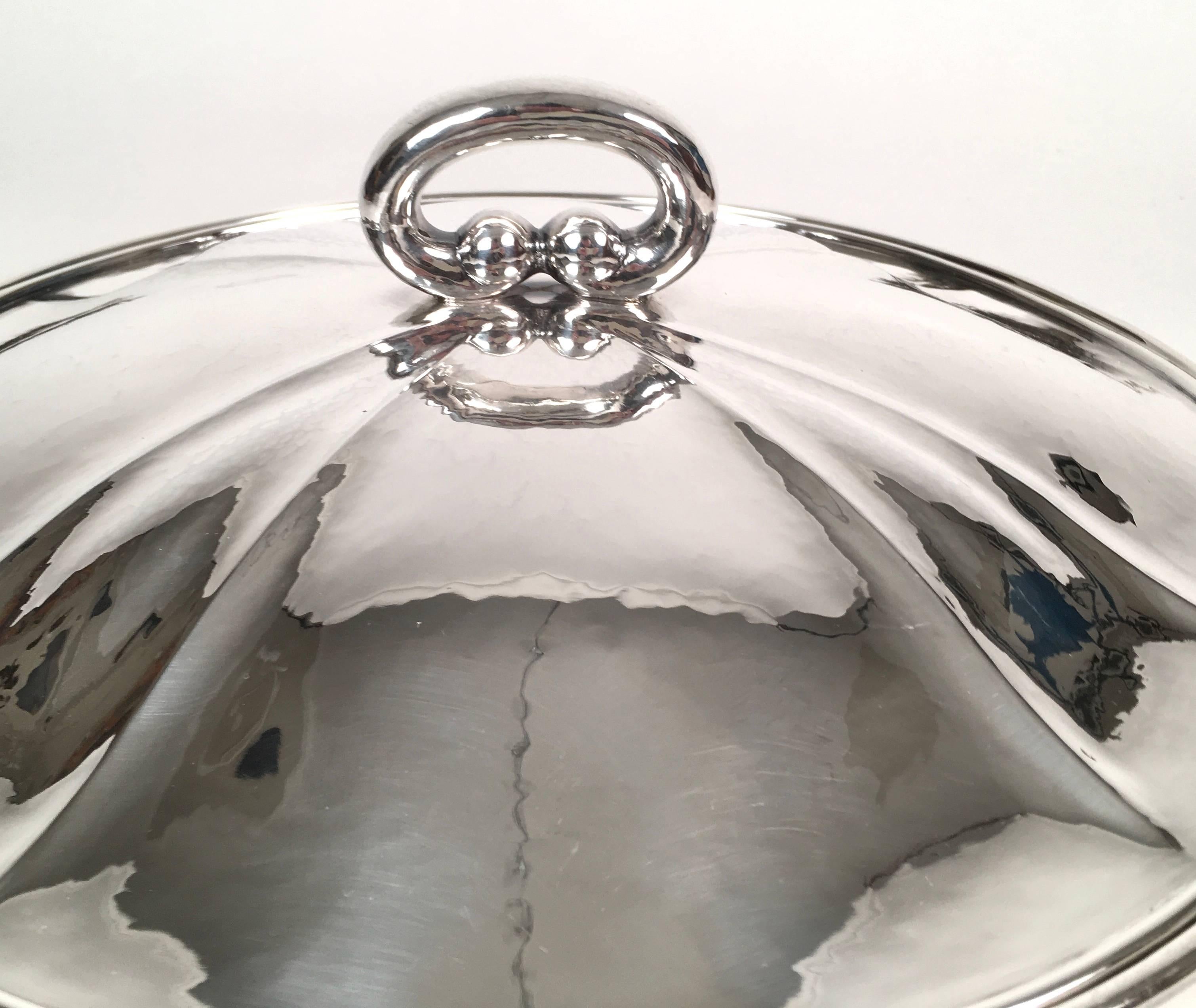 Hand-Crafted Swiss Silver Covered Tureen by Baltensperger, circa 1920s For Sale