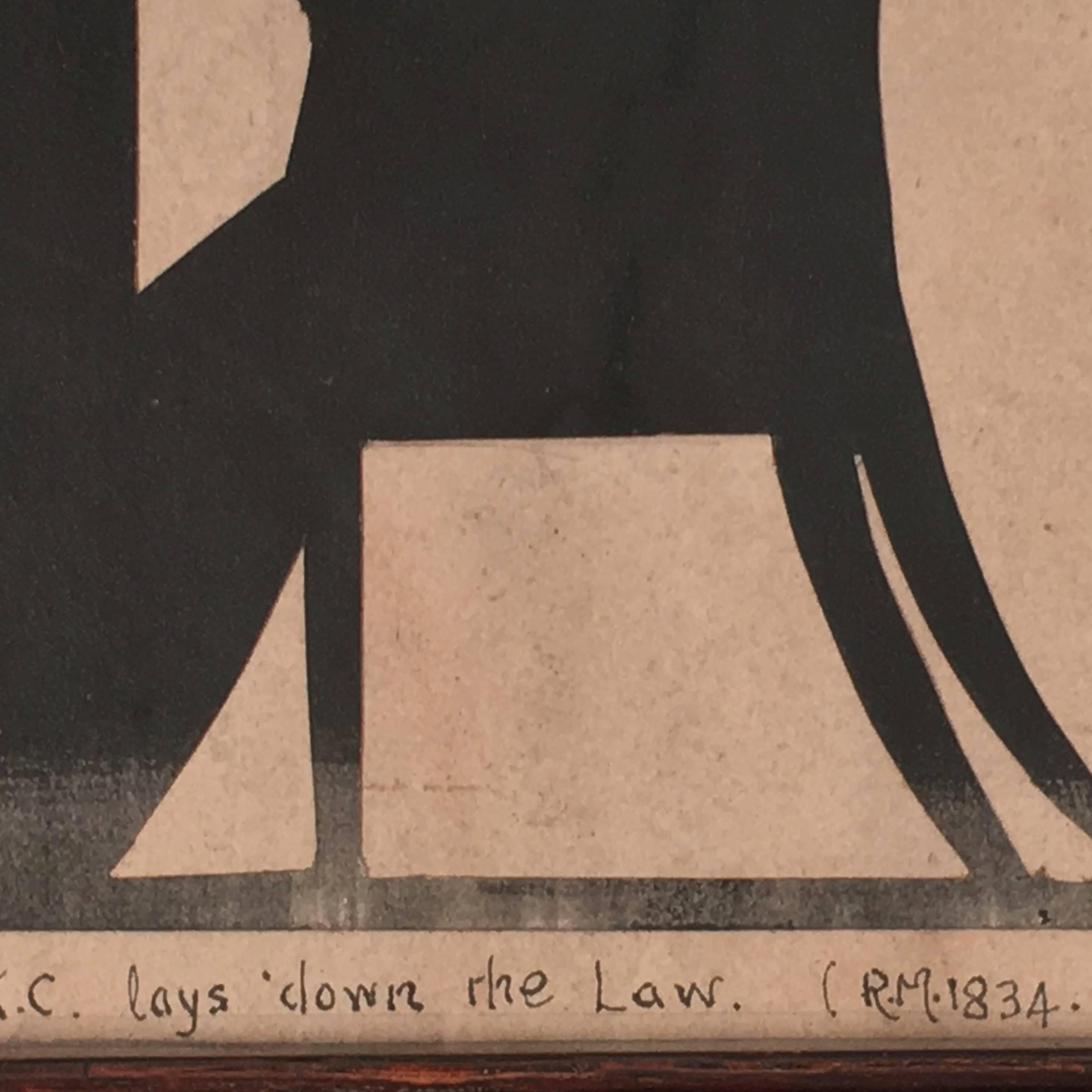 Neoclassical Portrait Silhouette of a Lawyer or Barrister, circa 1834