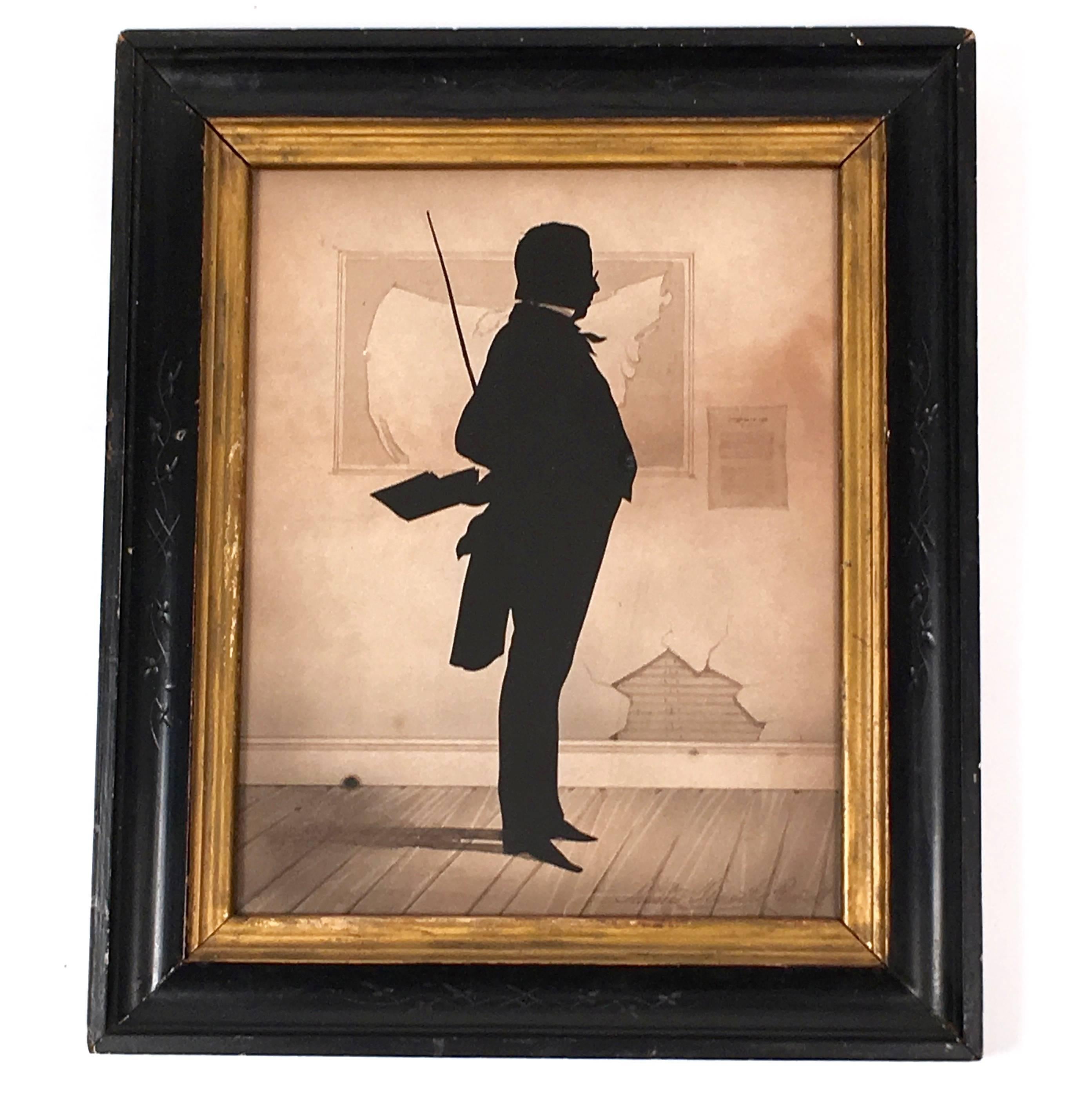Unusual 19th Century Silhouette of an Ominous School Master or Teacher