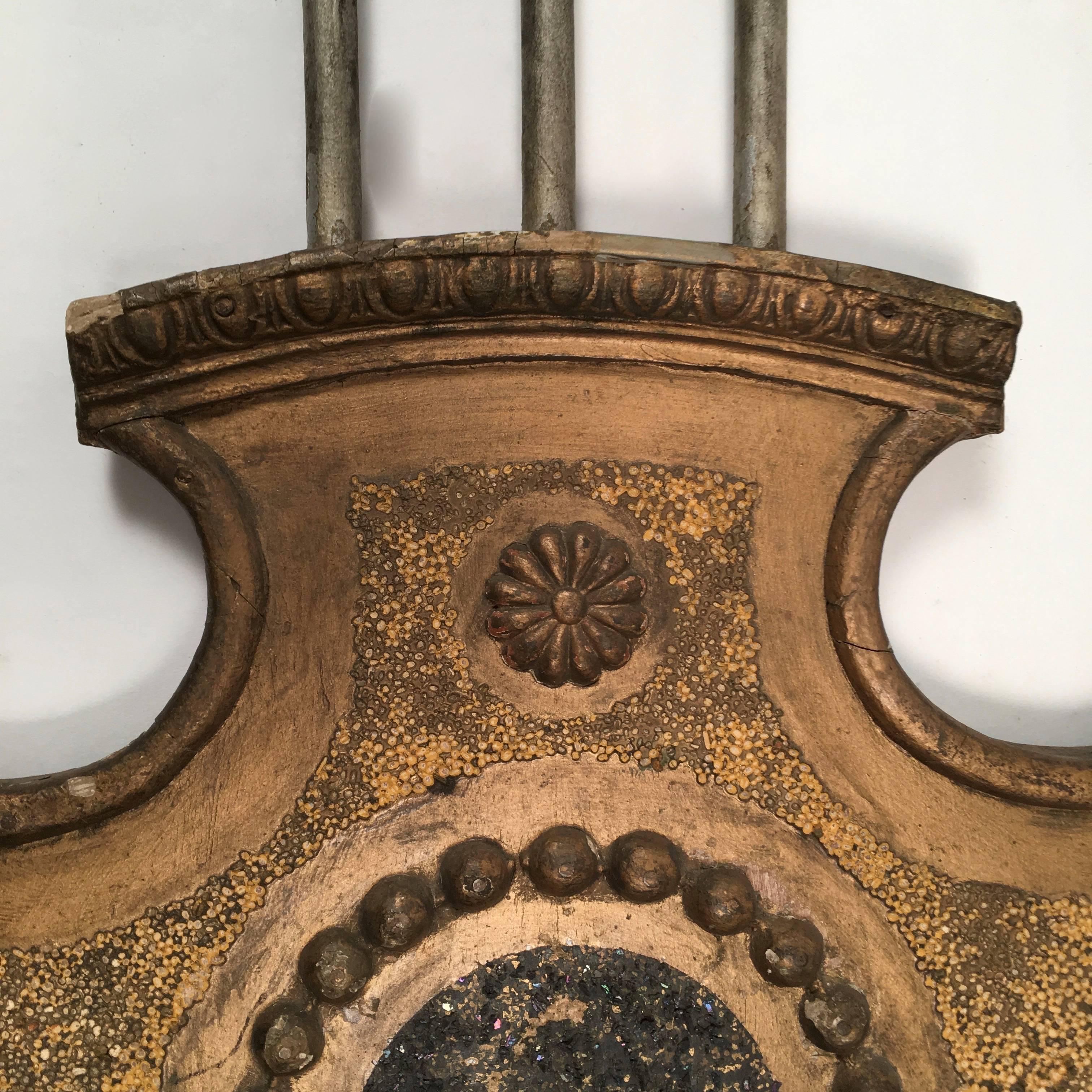 Late 19th Century Large Neoclassical Lyre Wall Decoration from a Music Hall