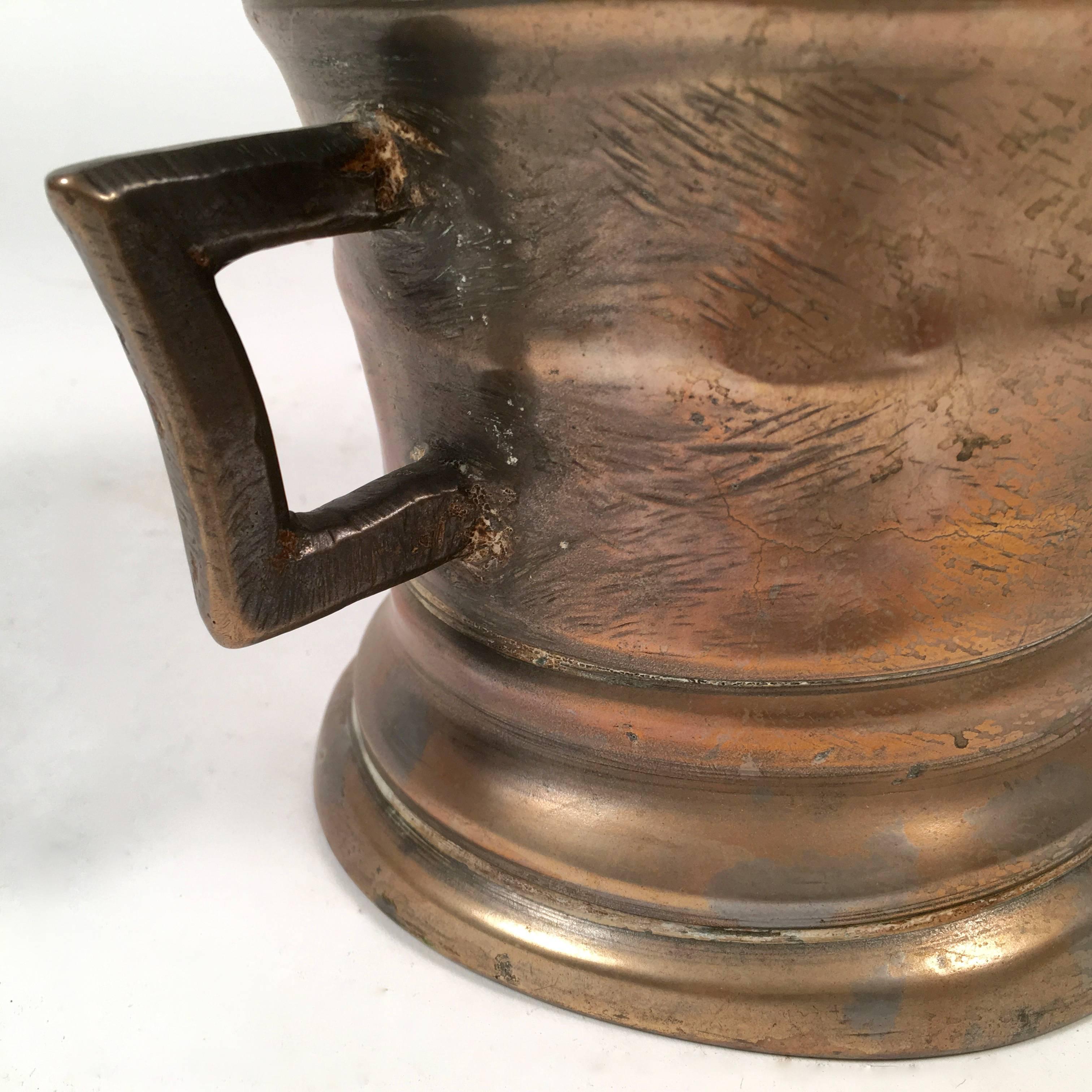 Early European Bronze Apothecary Mortar and Pestle In Excellent Condition In Essex, MA